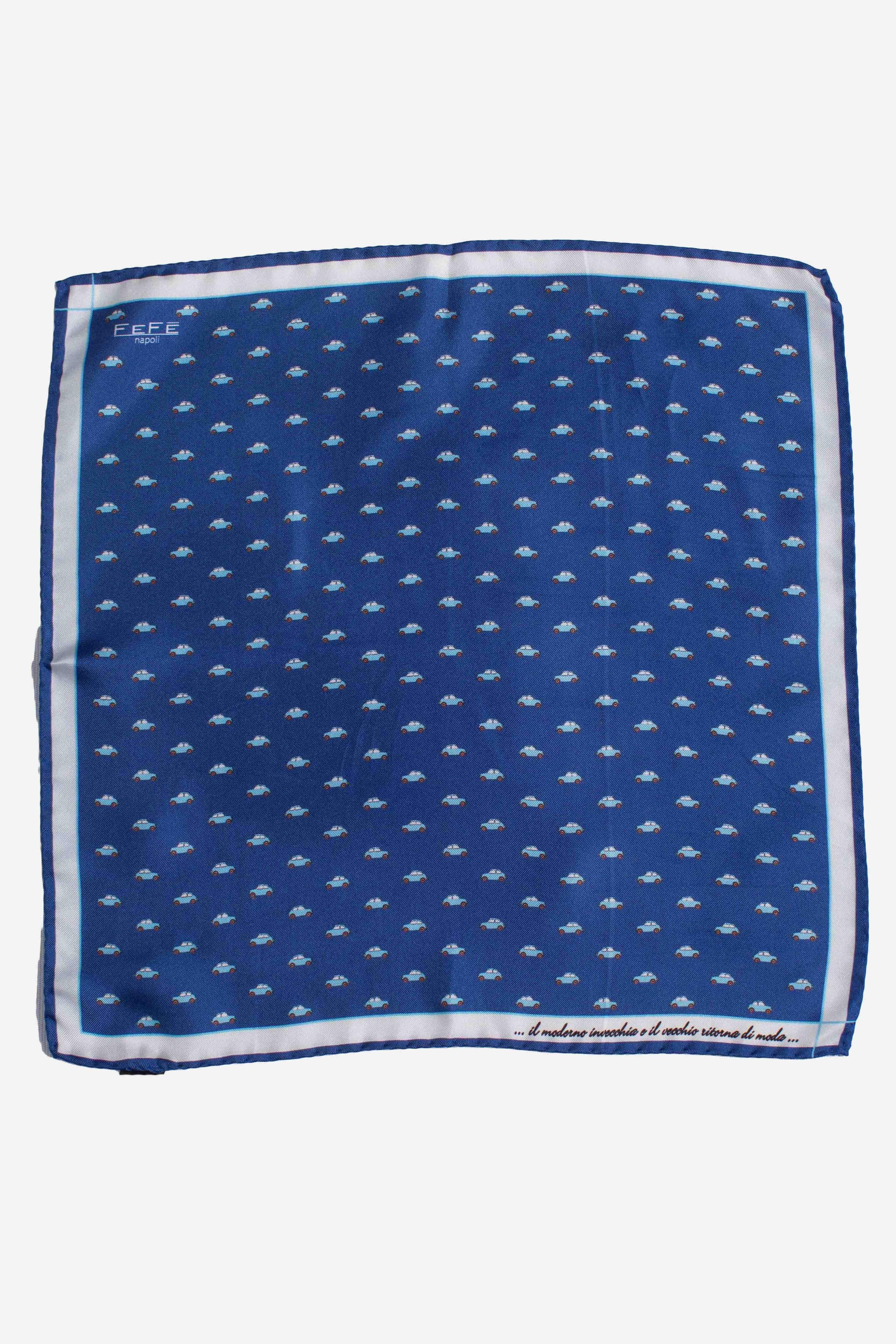 Pochette in seta stampa dandy 500 blu A5002 FEFE'