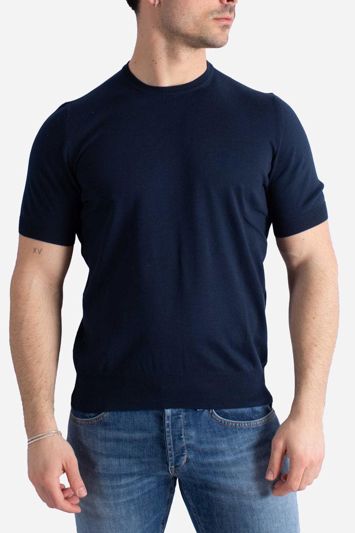 Maglia girocollo vintage organic cotton blu 5713621810598 GRAN SASSO