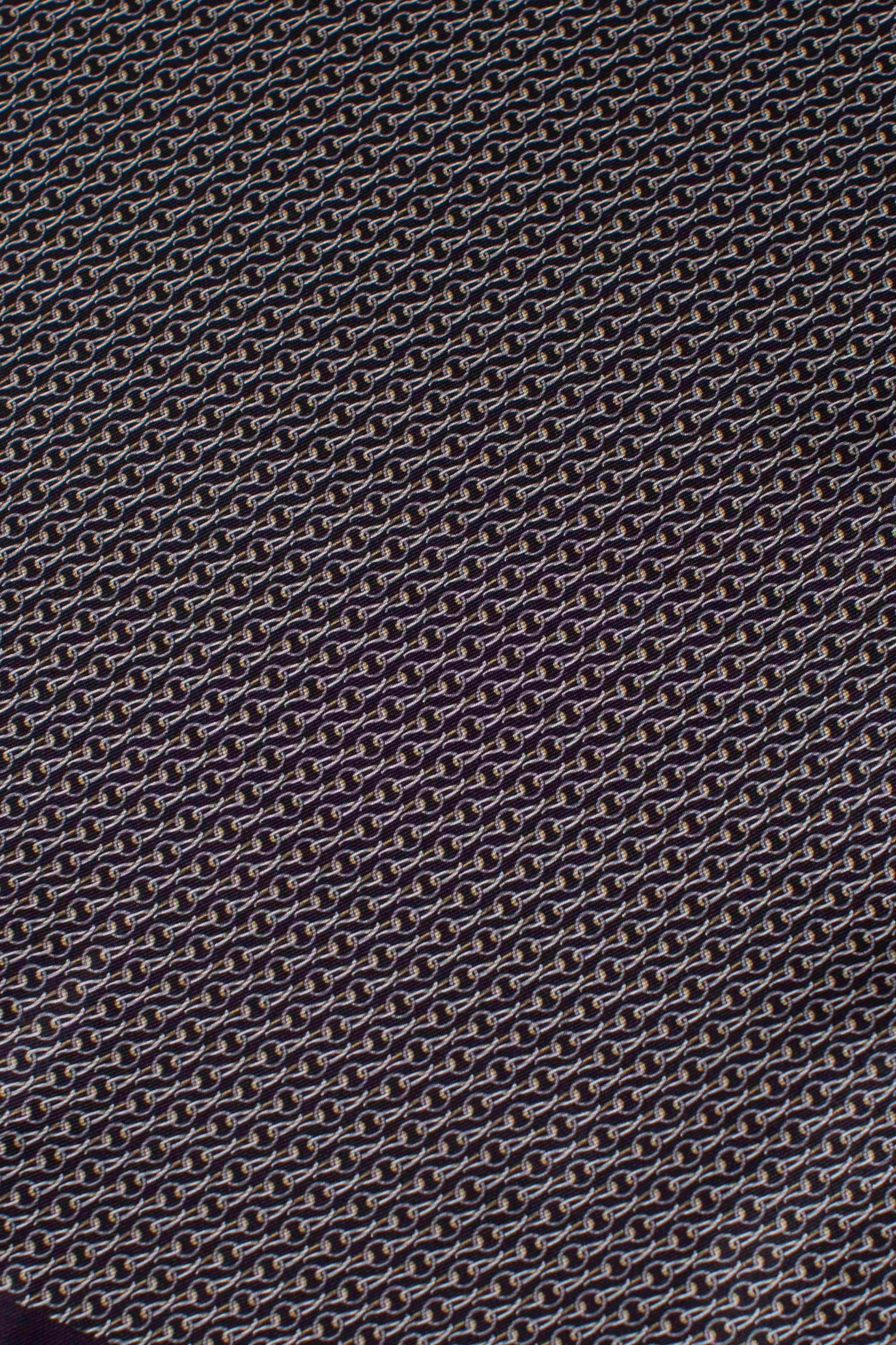 Pochette in seta stampa dandy catene nero grigio IJ47101 FEFE'