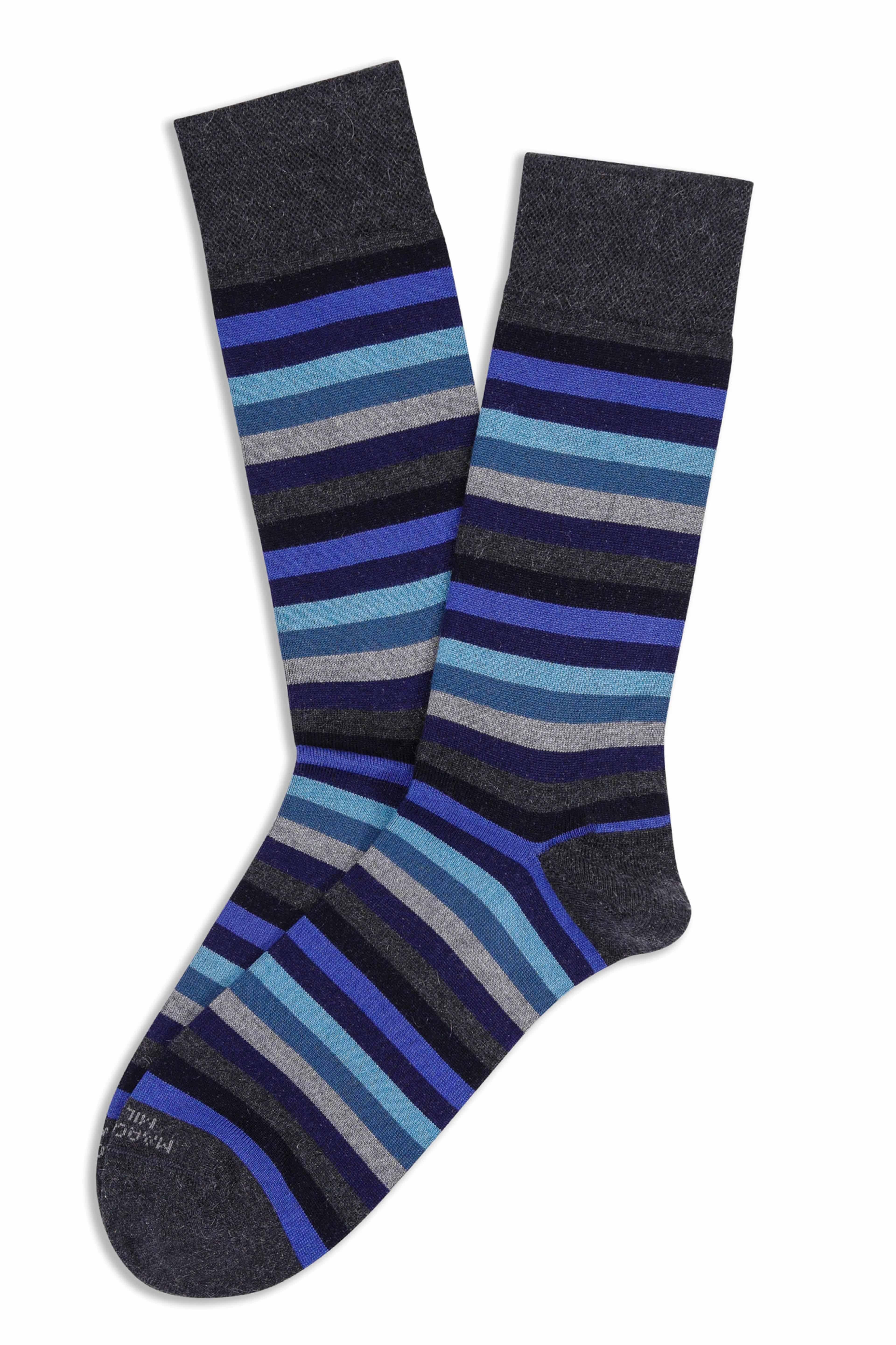 Calza a riga charcoal blue MAR4674LZ69 MARCOLIANI