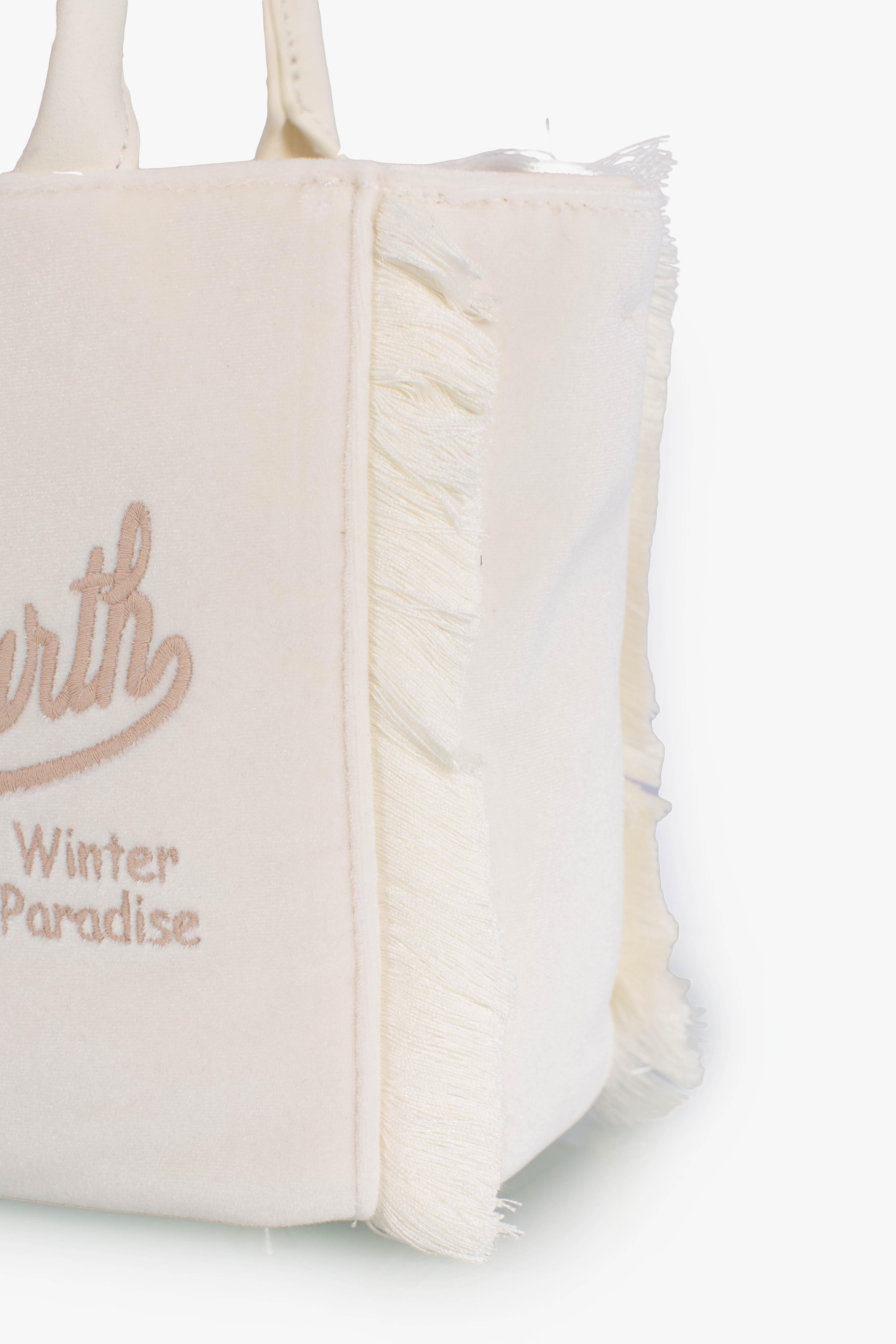 Borsa Vanity mini velvet Dreaming of Saint Barth Winter Paradise white VAMI02701320I MC2 SAINT BARTH