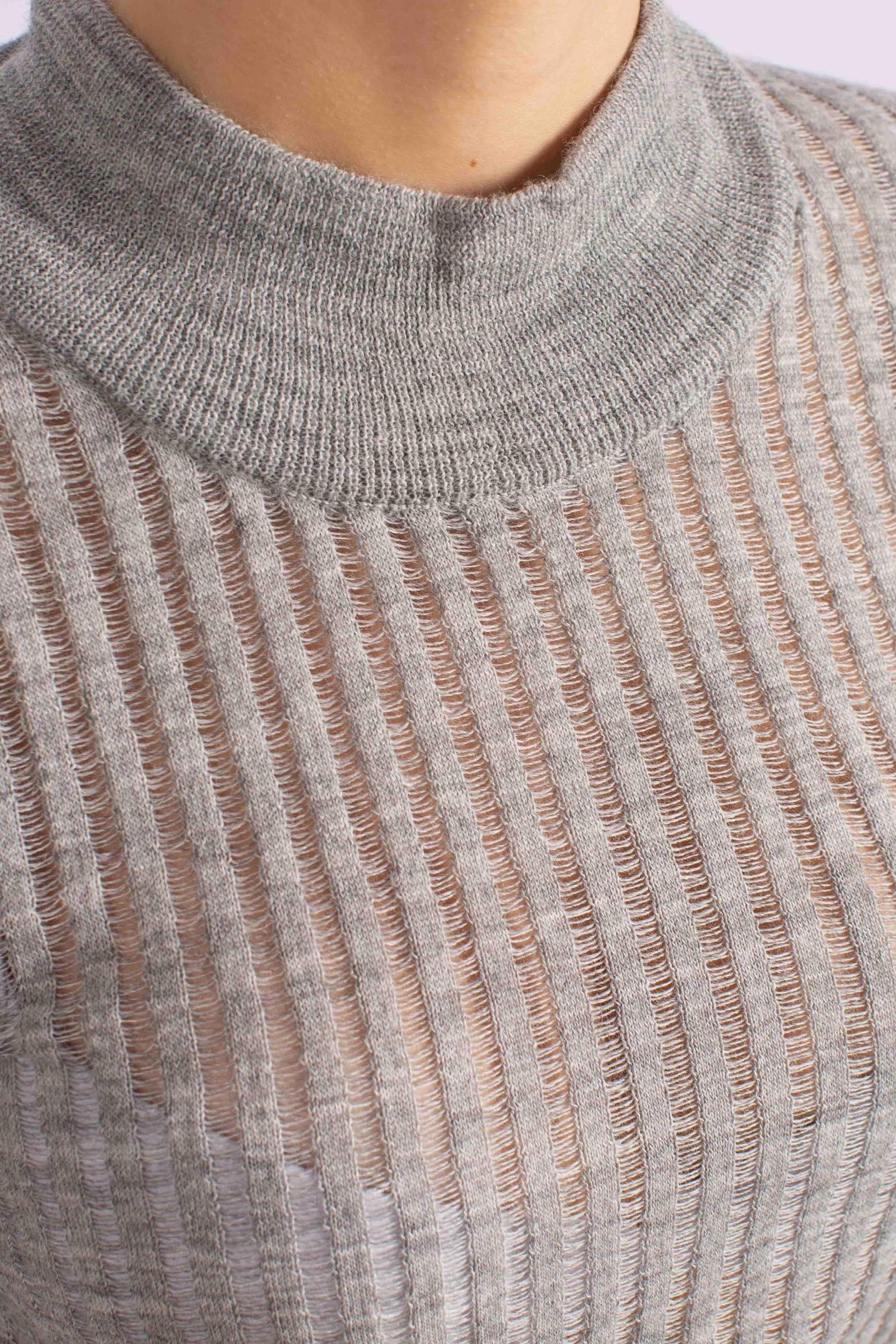 Maglia Donna a Coste Grigio Melange M504Y018A1930 DIXIE