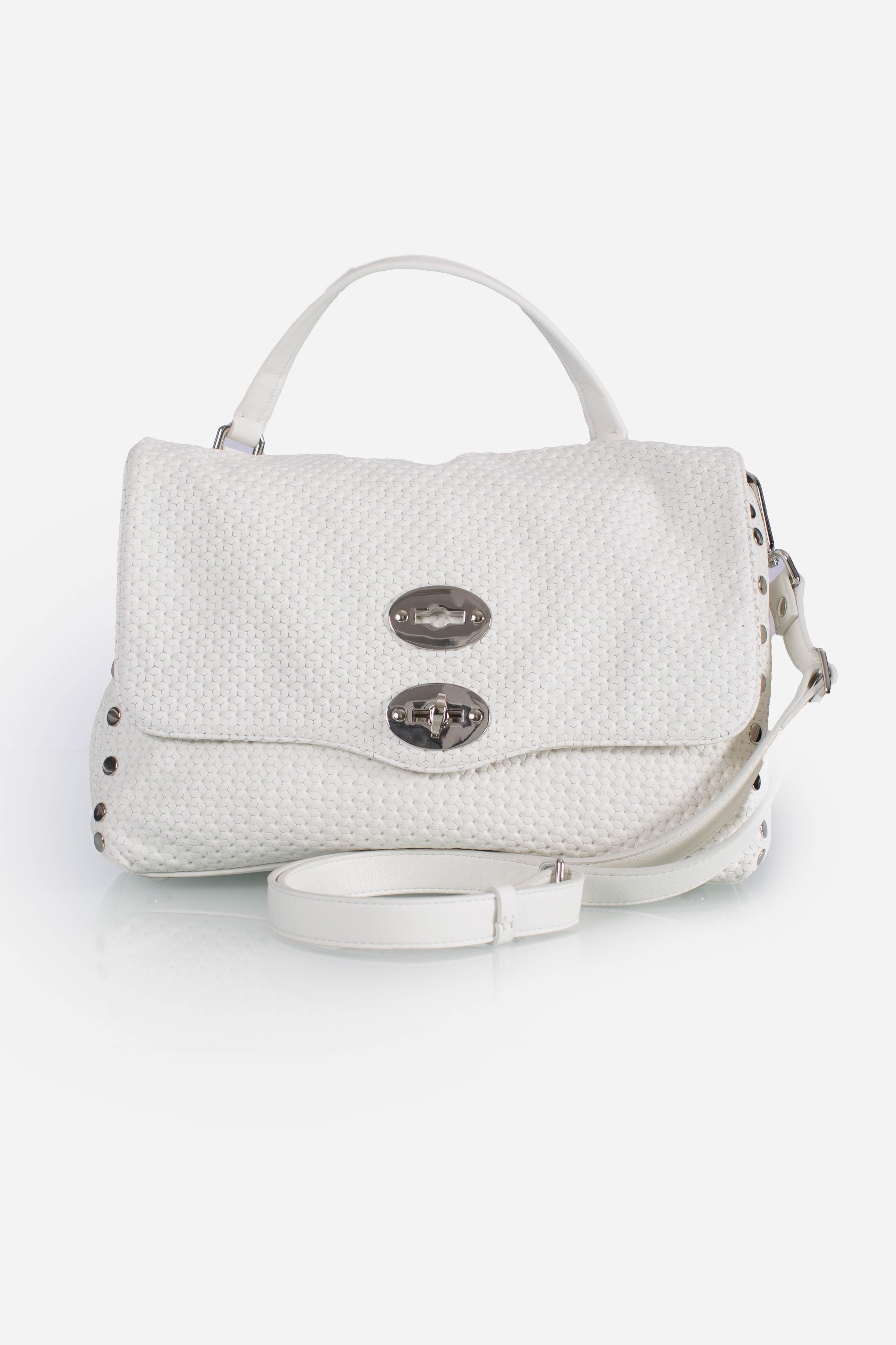 Borsa Postina S effetto intrecciato white cima 0680102190000SZ1170 ZANELLATO