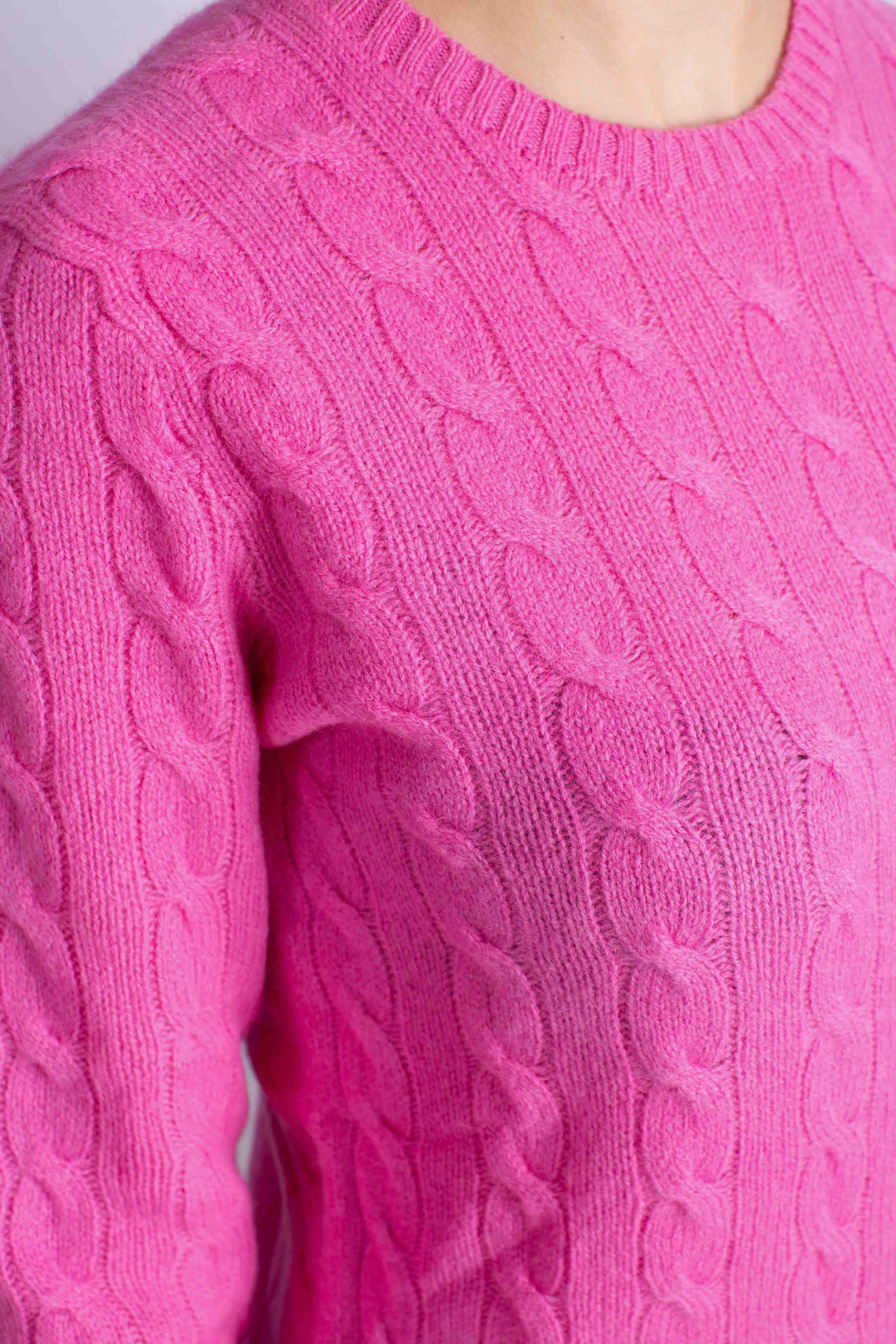 Girocollo in lana e cashmere a trecce pink 211971865008 POLO RALPH LAUREN