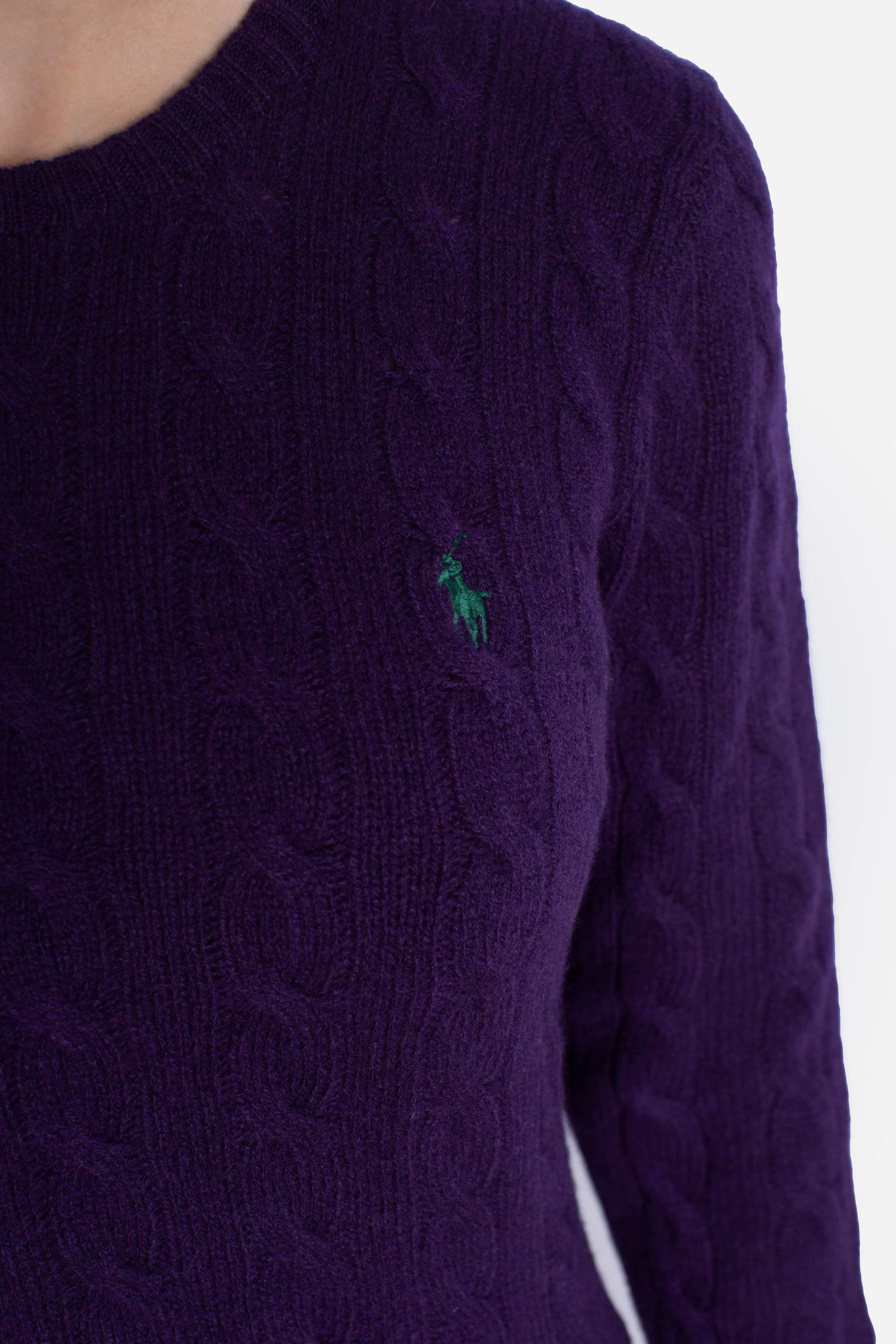 Girocollo in lana e cashmere a trecce purple 211971865011 POLO RALPH LAUREN