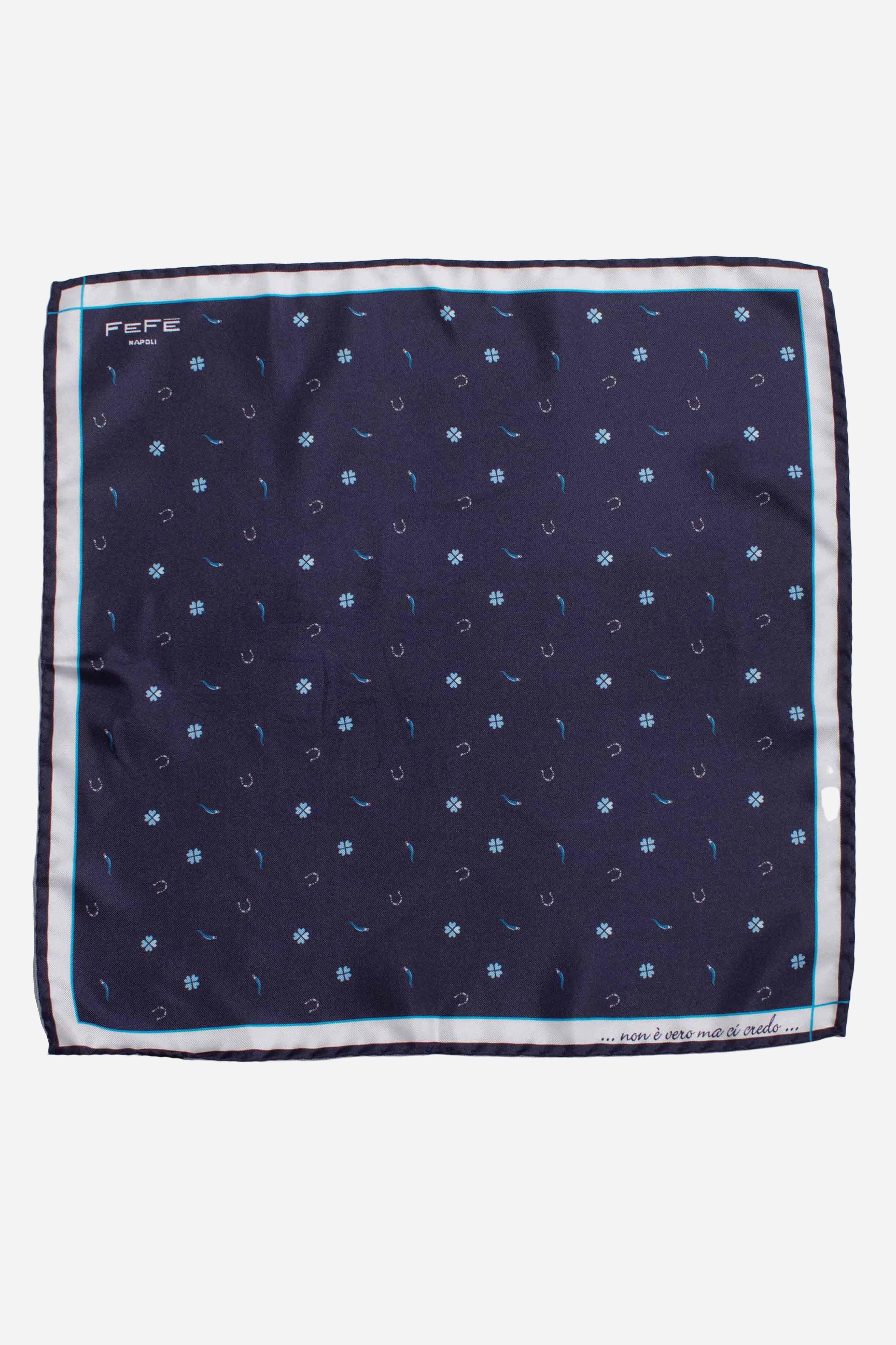 Pochette in seta stampa dandy scaramantia blu SCARAMANTIA1 FEFE'