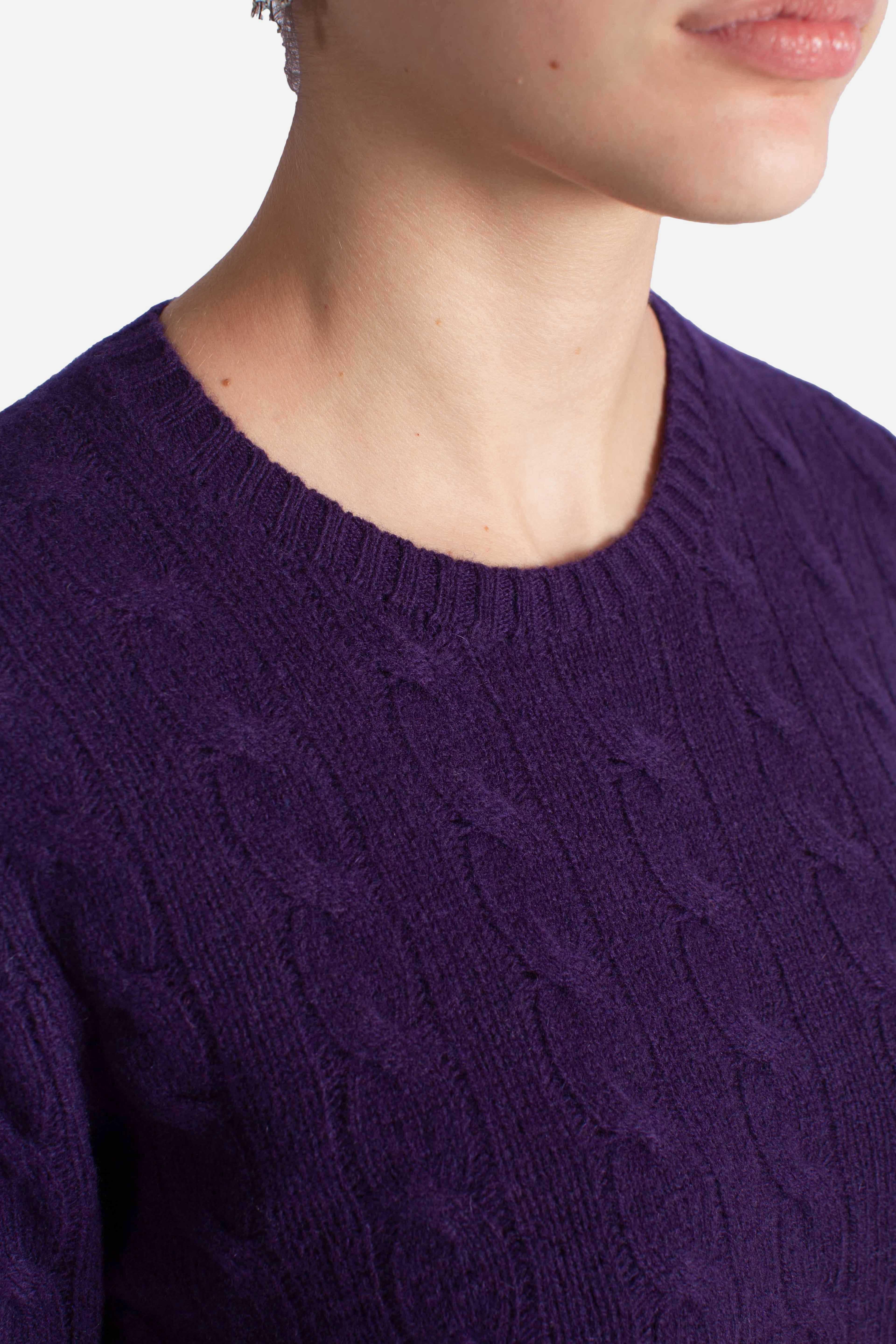 Girocollo in lana e cashmere a trecce purple 211971865011 POLO RALPH LAUREN