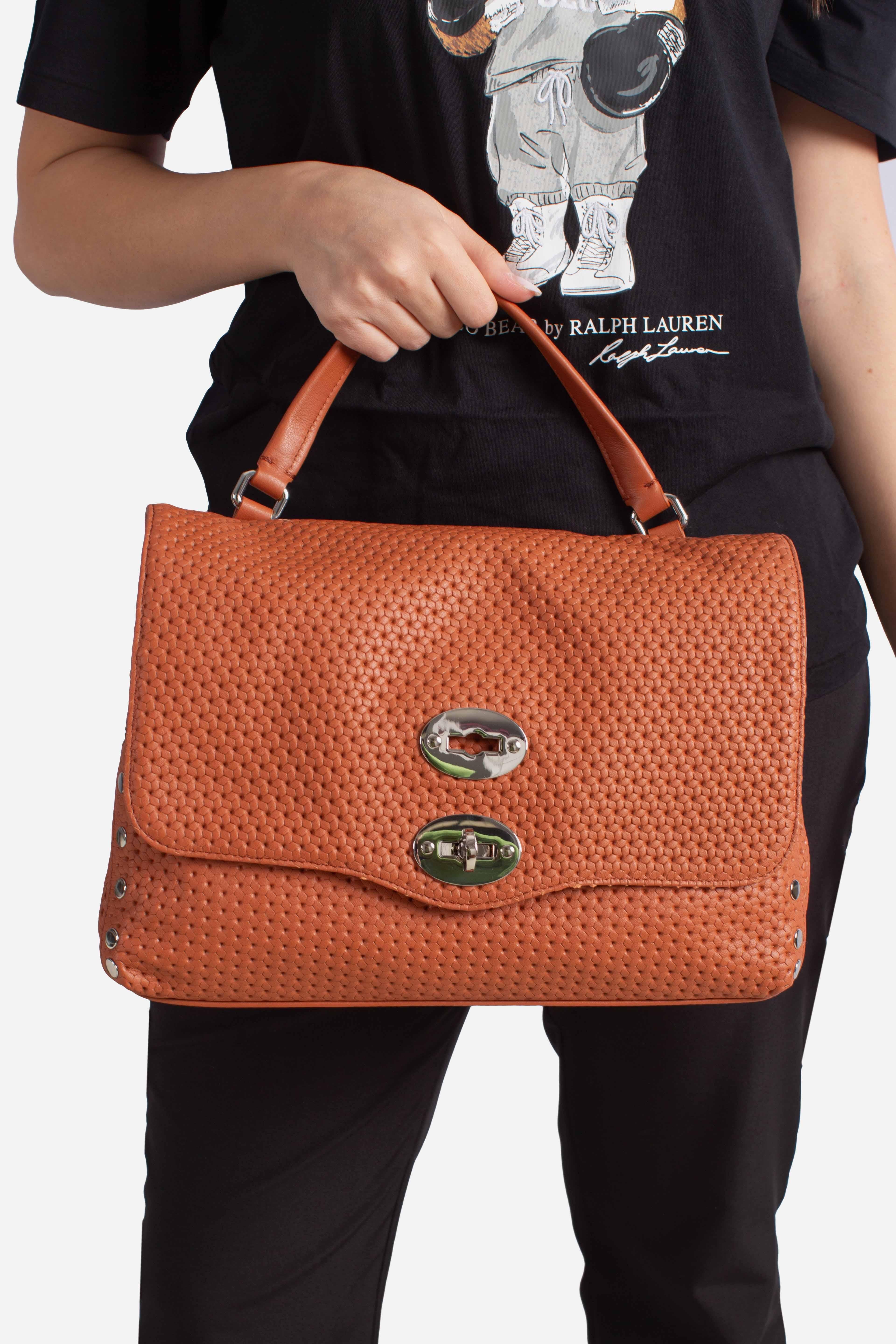 Borsa Postina S effetto intrecciato brown brandy 0680102190000SZ0203 ZANELLATO