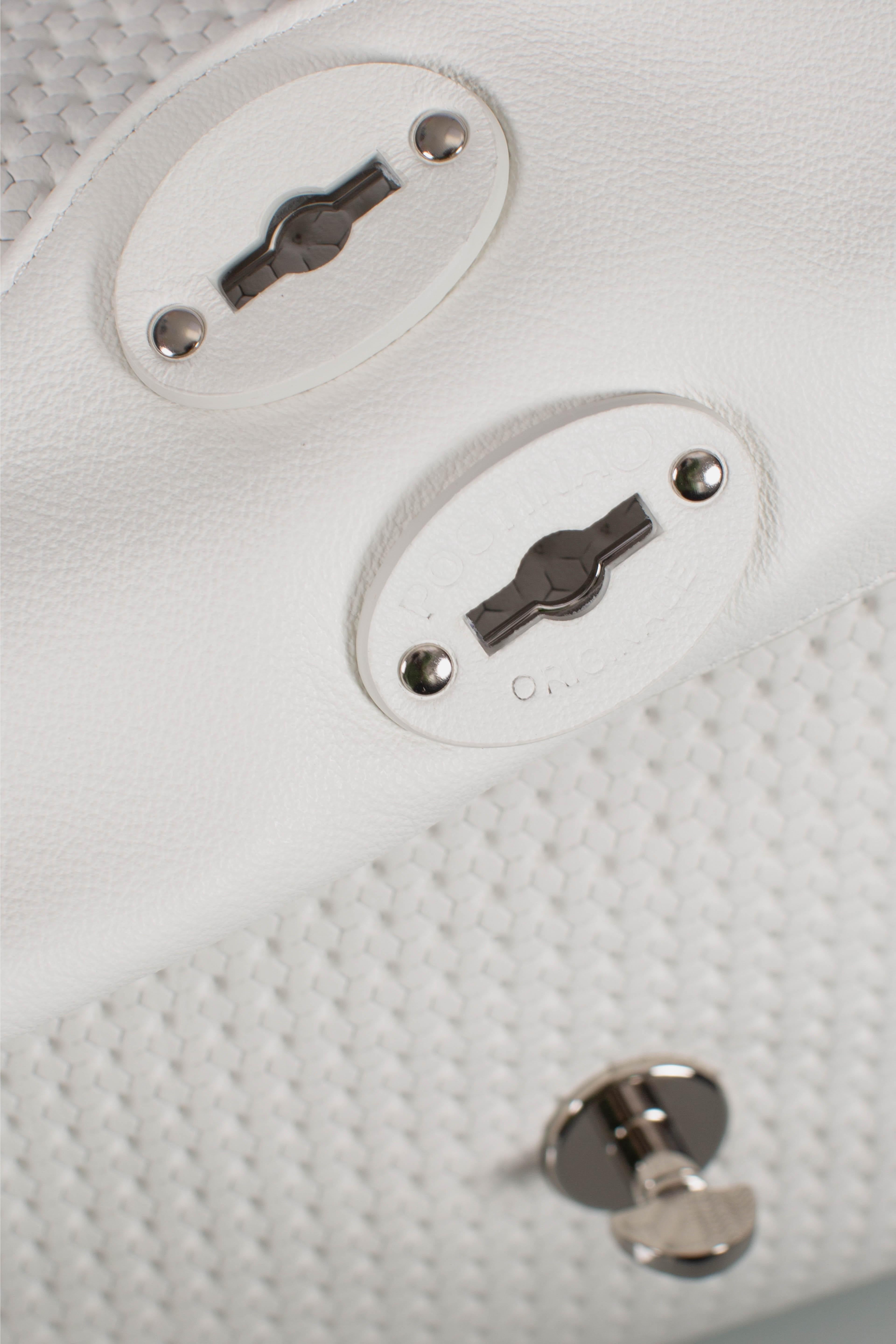 Borsa Postina S effetto intrecciato white cima 0680102190000SZ1170 ZANELLATO