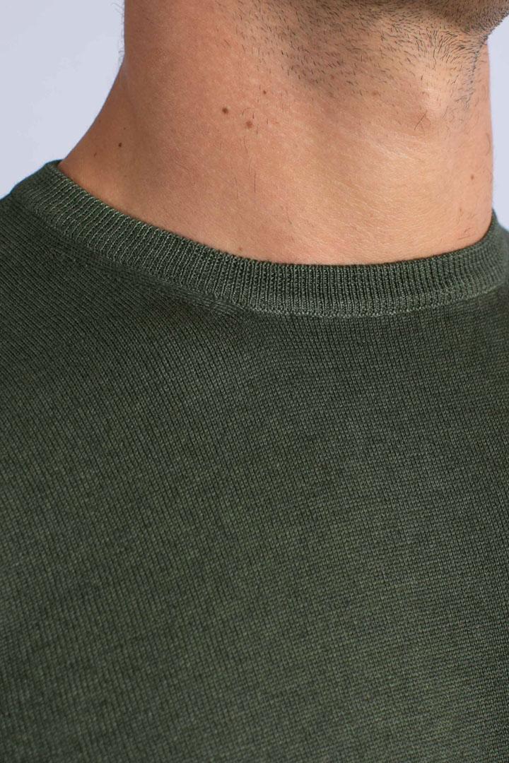 Maglia Girocollo in Lana Merino Extrafine verde militare 5516722792628 GRAN SASSO