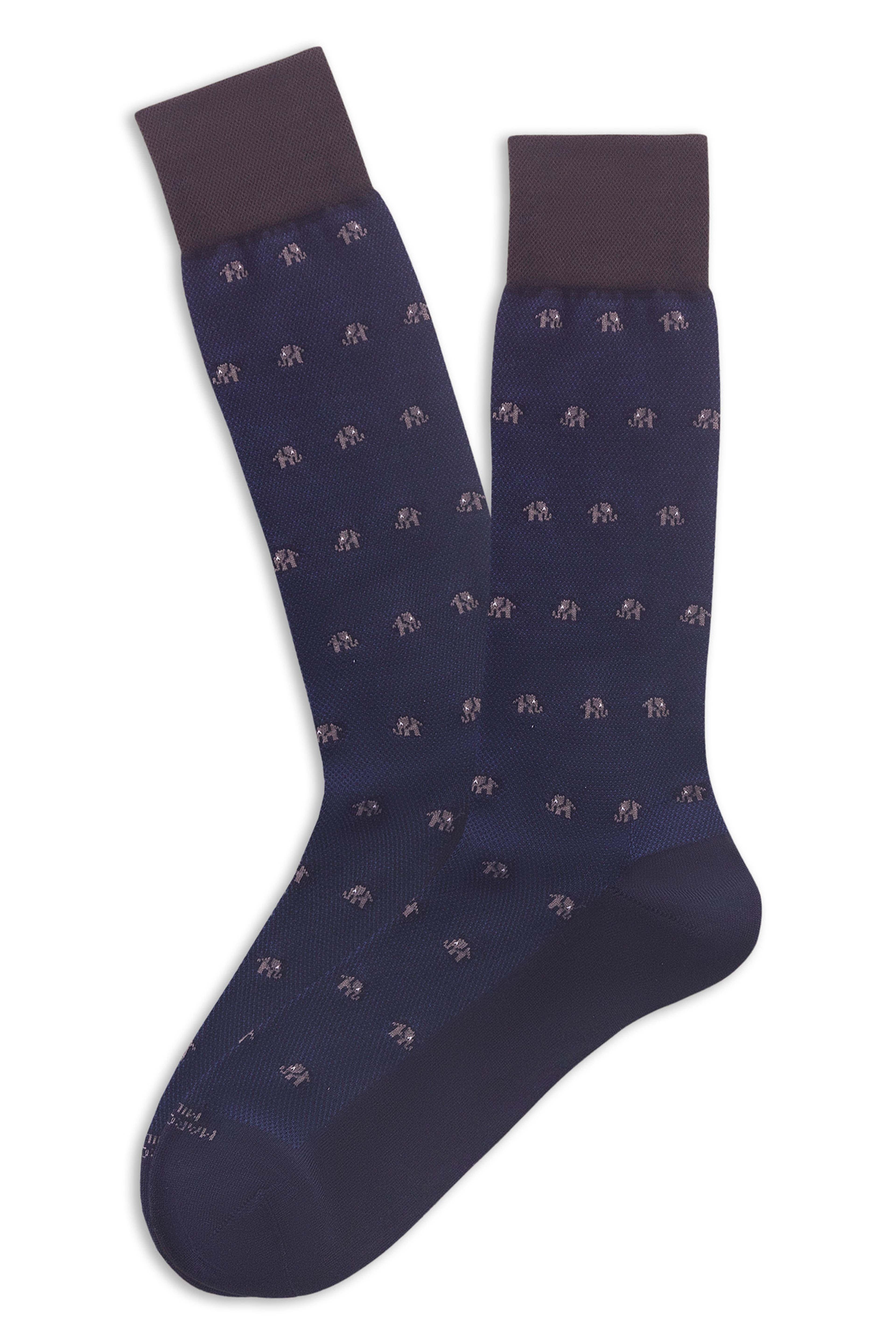 Calza blu con micro fantasia navy brown MAR4814LY25 MARCOLIANI