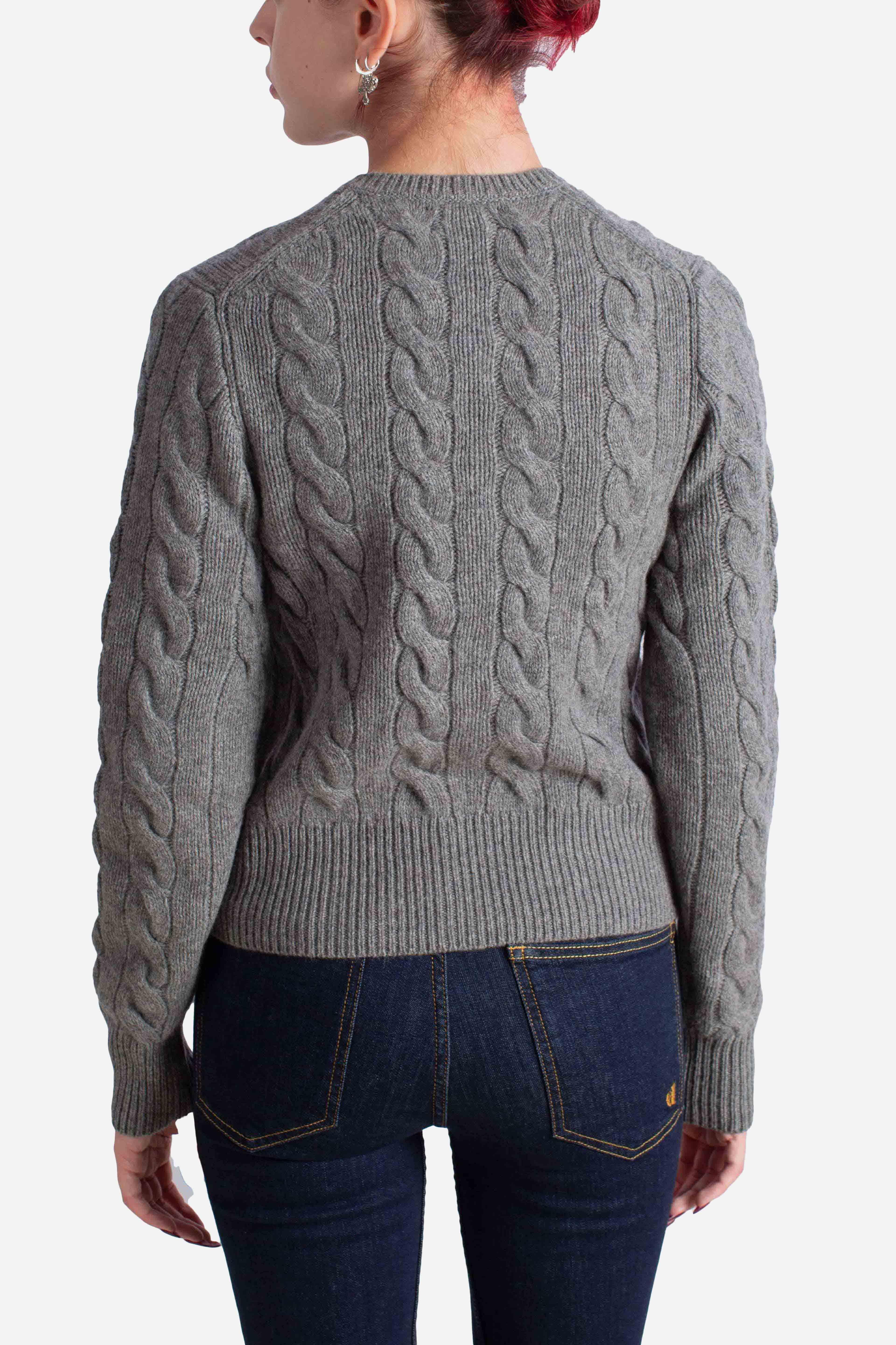Cardigan a trecce in lana e cashmere grey 211972104500 POLO RALPH LAUREN
