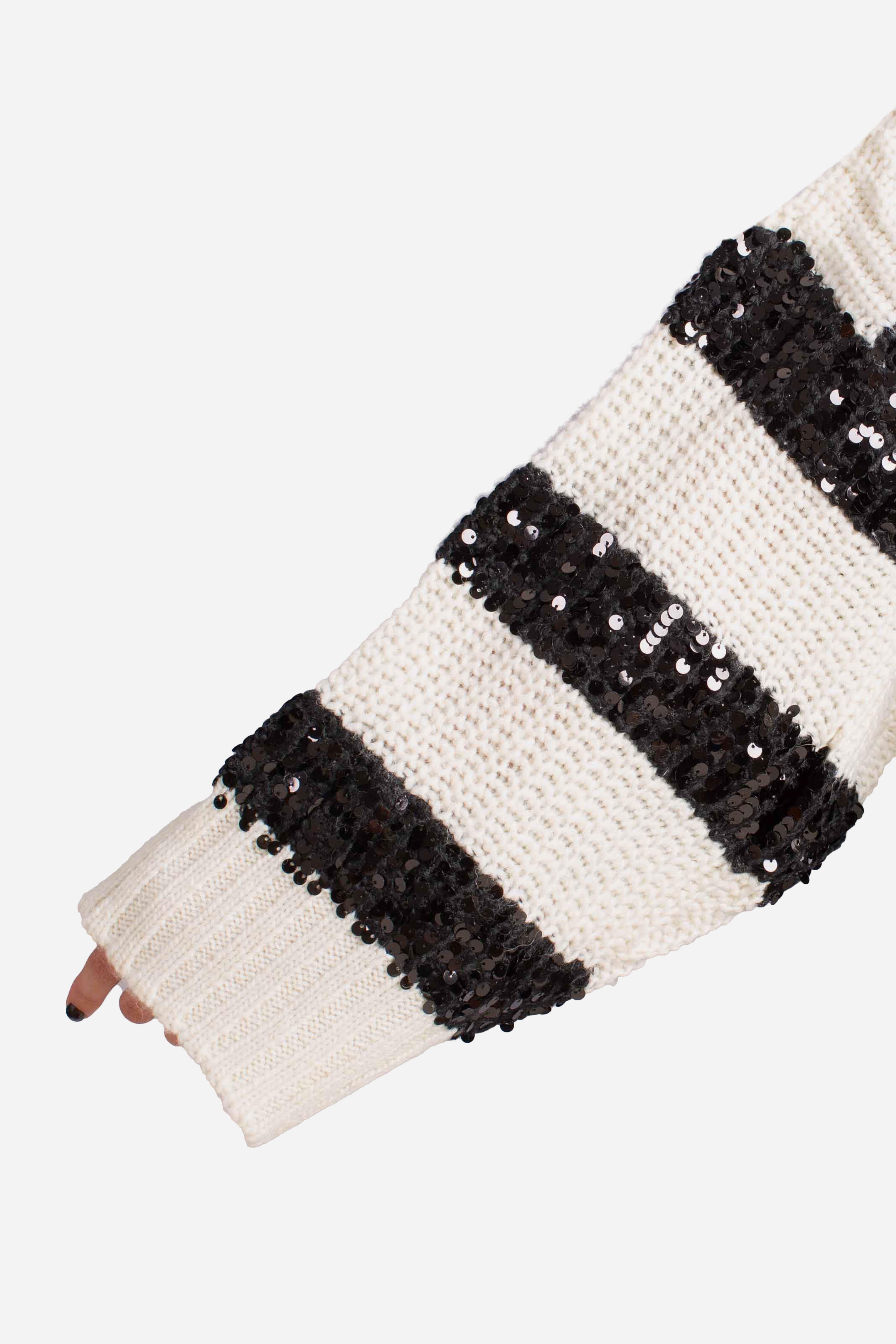Maglione con paillettes panna nero M744Y027A1160 DIXIE