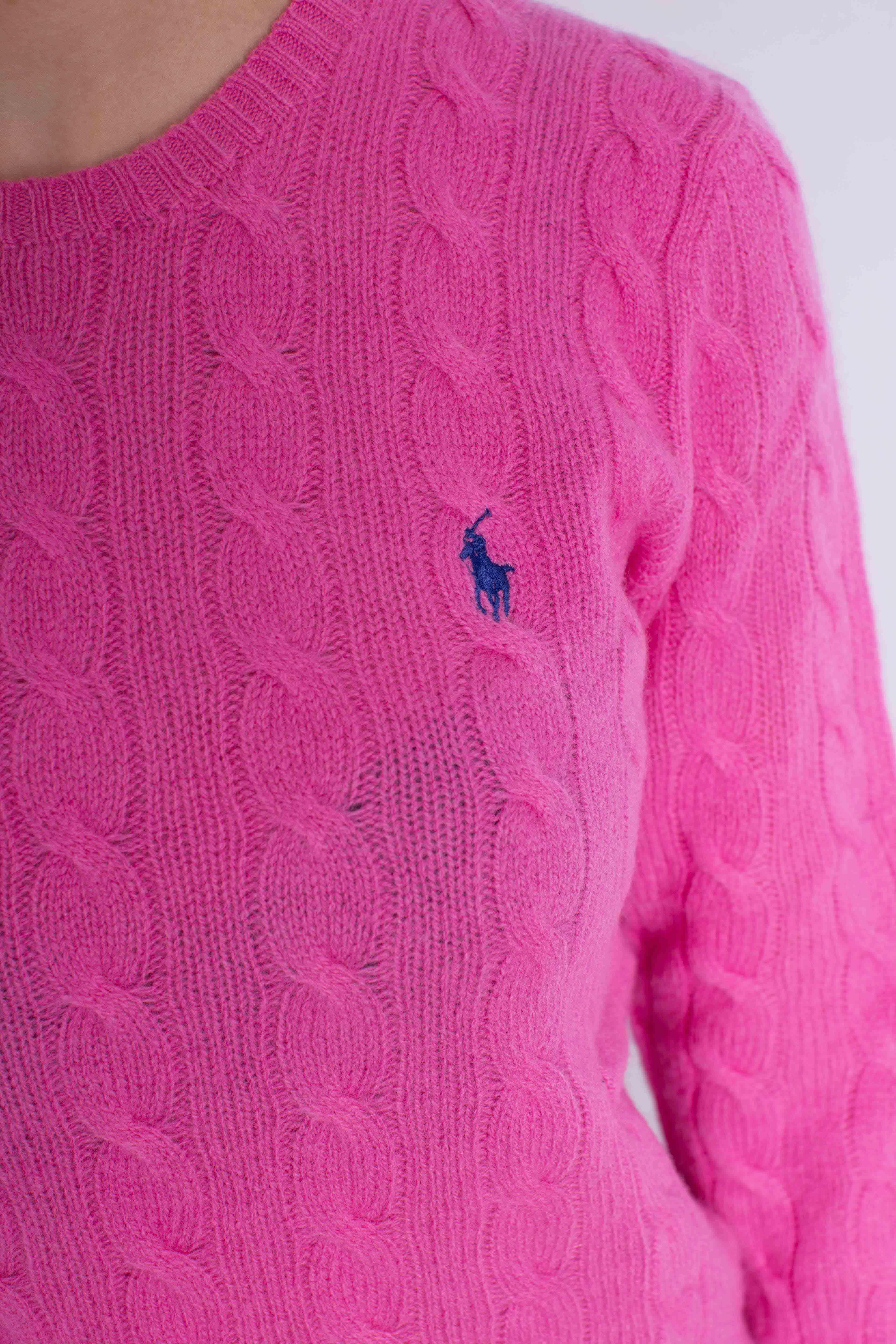 Girocollo in lana e cashmere a trecce pink 211971865008 POLO RALPH LAUREN