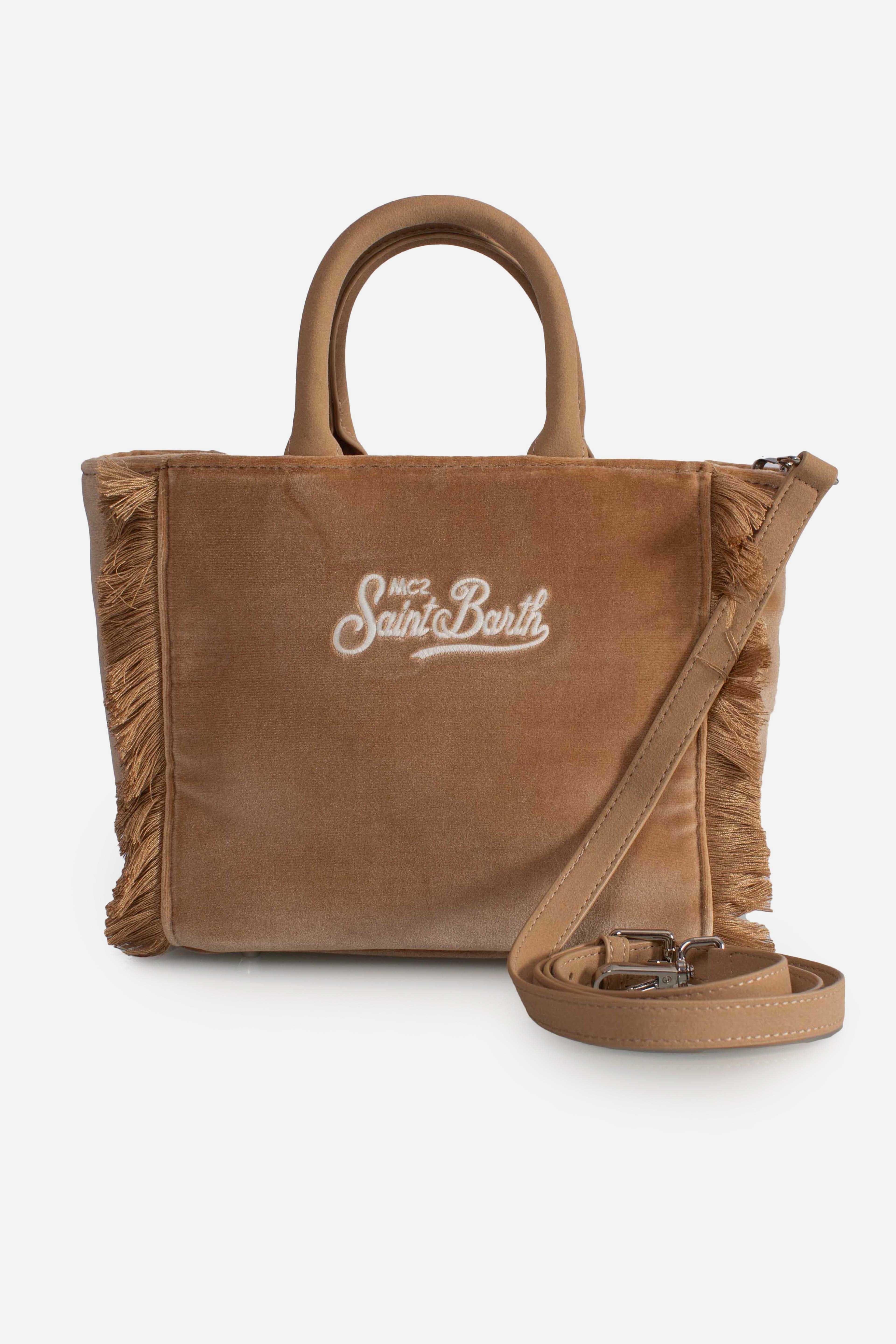 Borsa Vanity mini velvet Dreaming of Saint Barth Winter Paradise beige VAMI02700296I MC2 SAINT BARTH