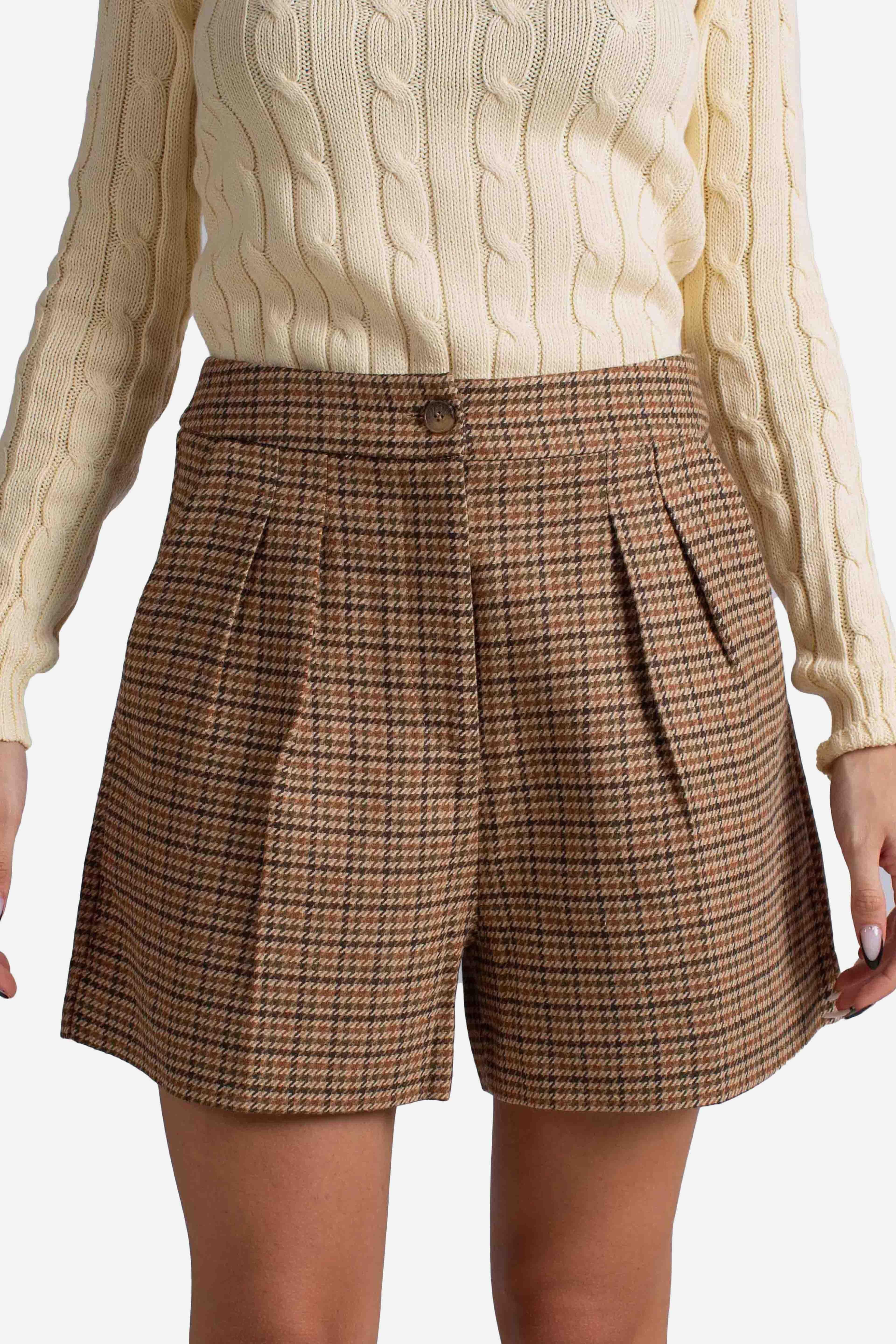 Pantaloncino Donna Fantasia Pied de Poule Marrone AYA000100205I MC2 SAINT BARTH