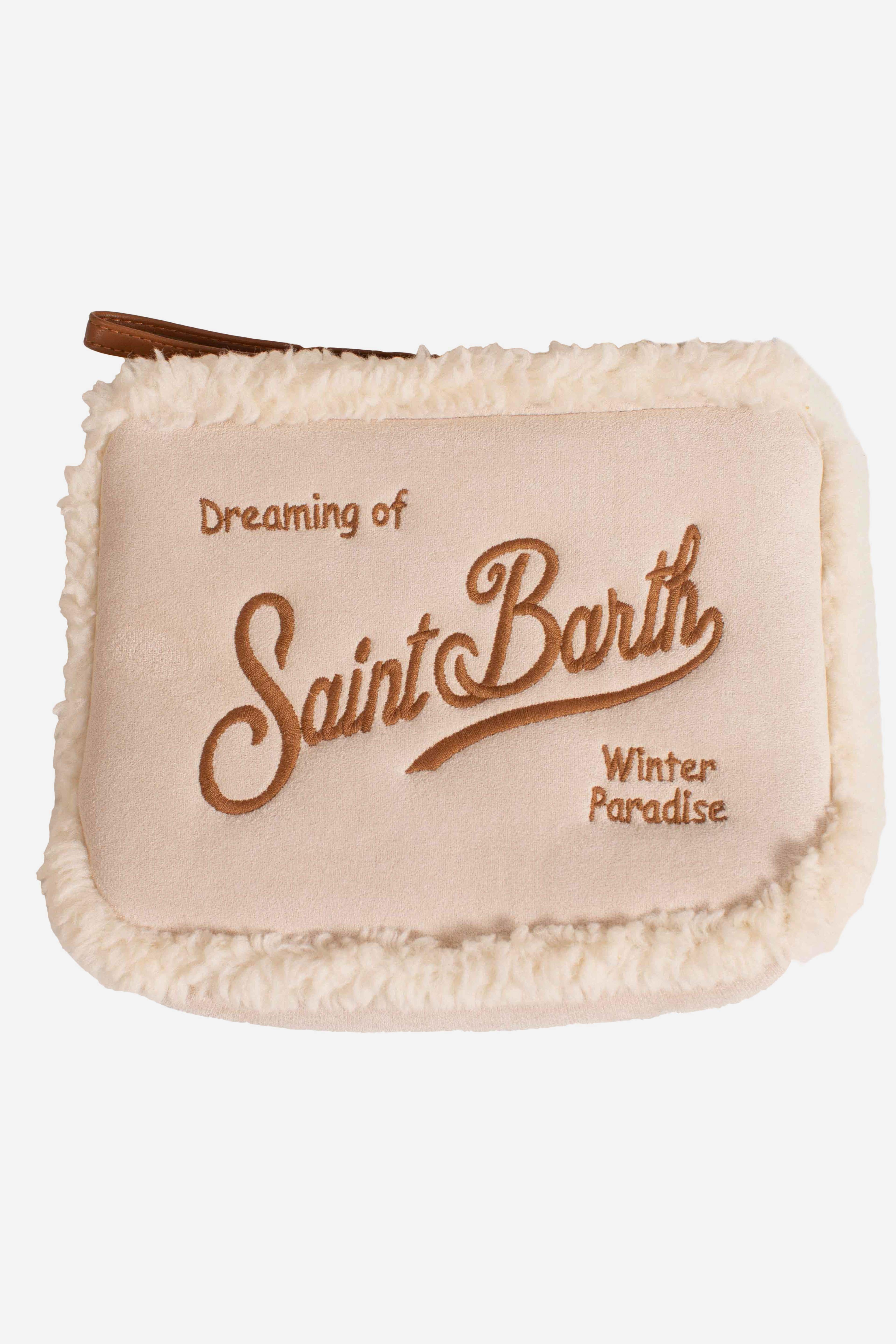 Pochette Aline "Dreaming of Saint Barth" panna con Dettagli in Shearling ALI003303504I MC2 SAINT BARTH