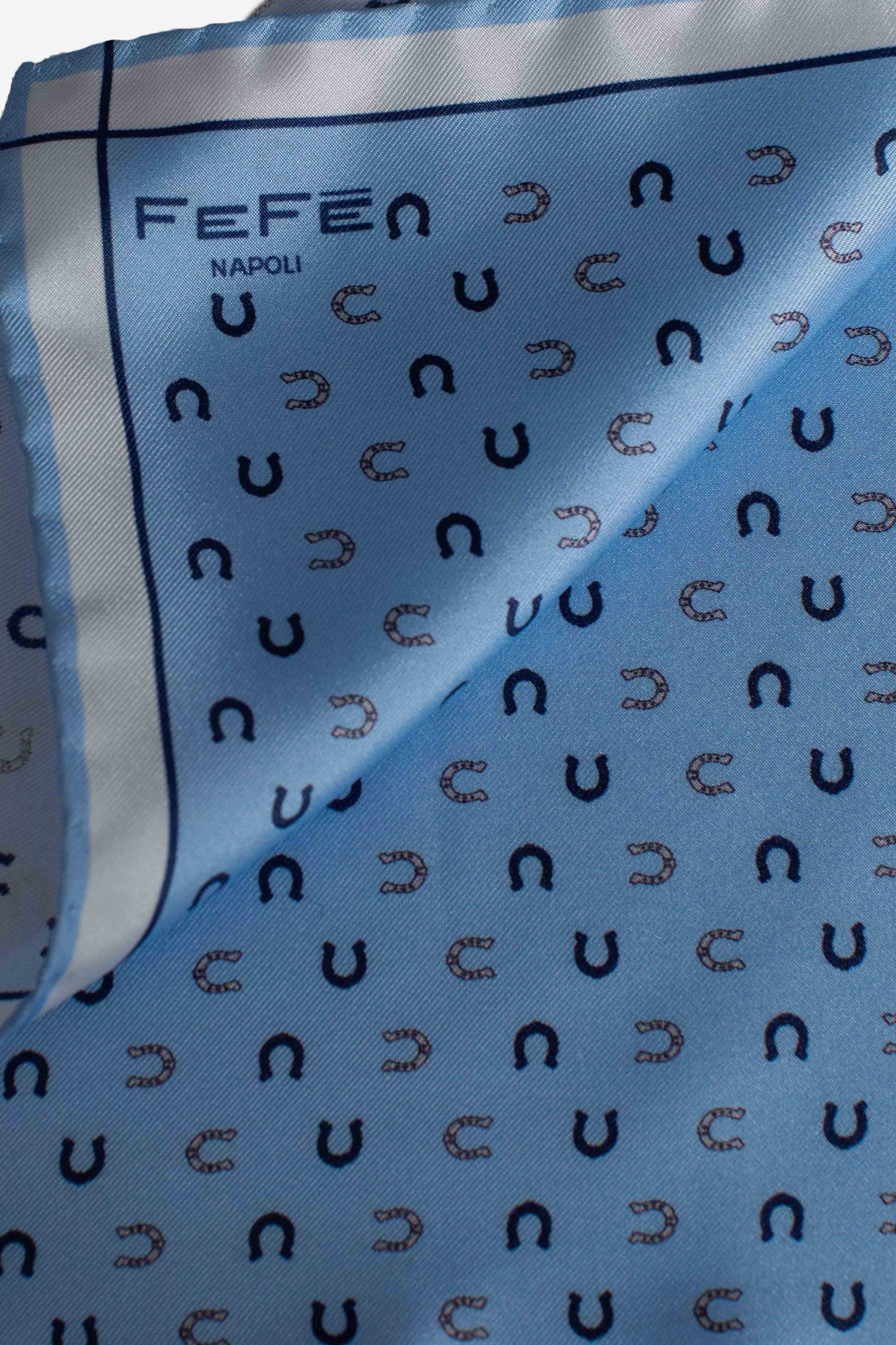 Pochette in seta stampa dandy ferro azzurro FERROC4 FEFE'