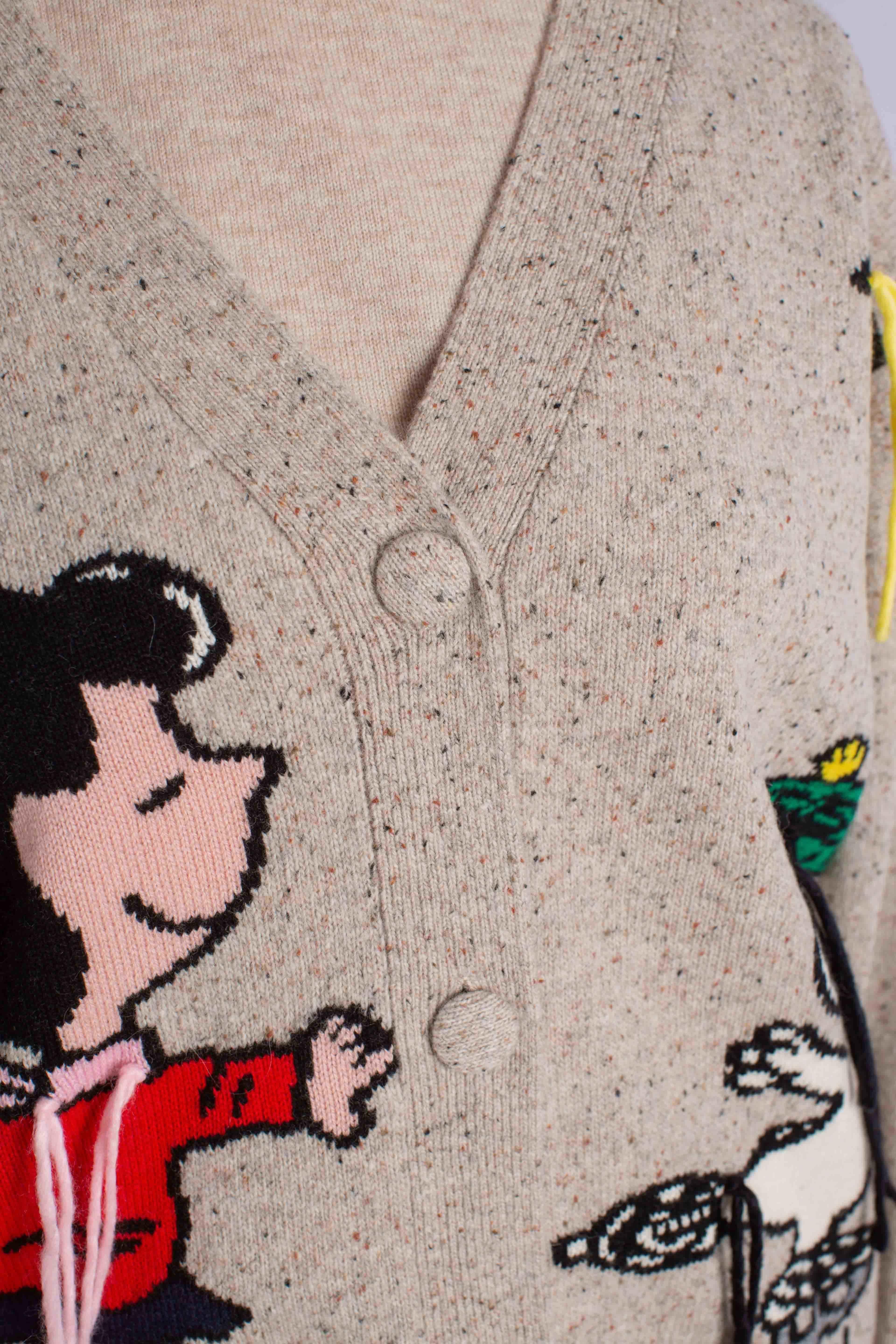 Cardigan Donna Snoopy & Lucy Skating Beige SASI00204125I MC2 SAINT BARTH