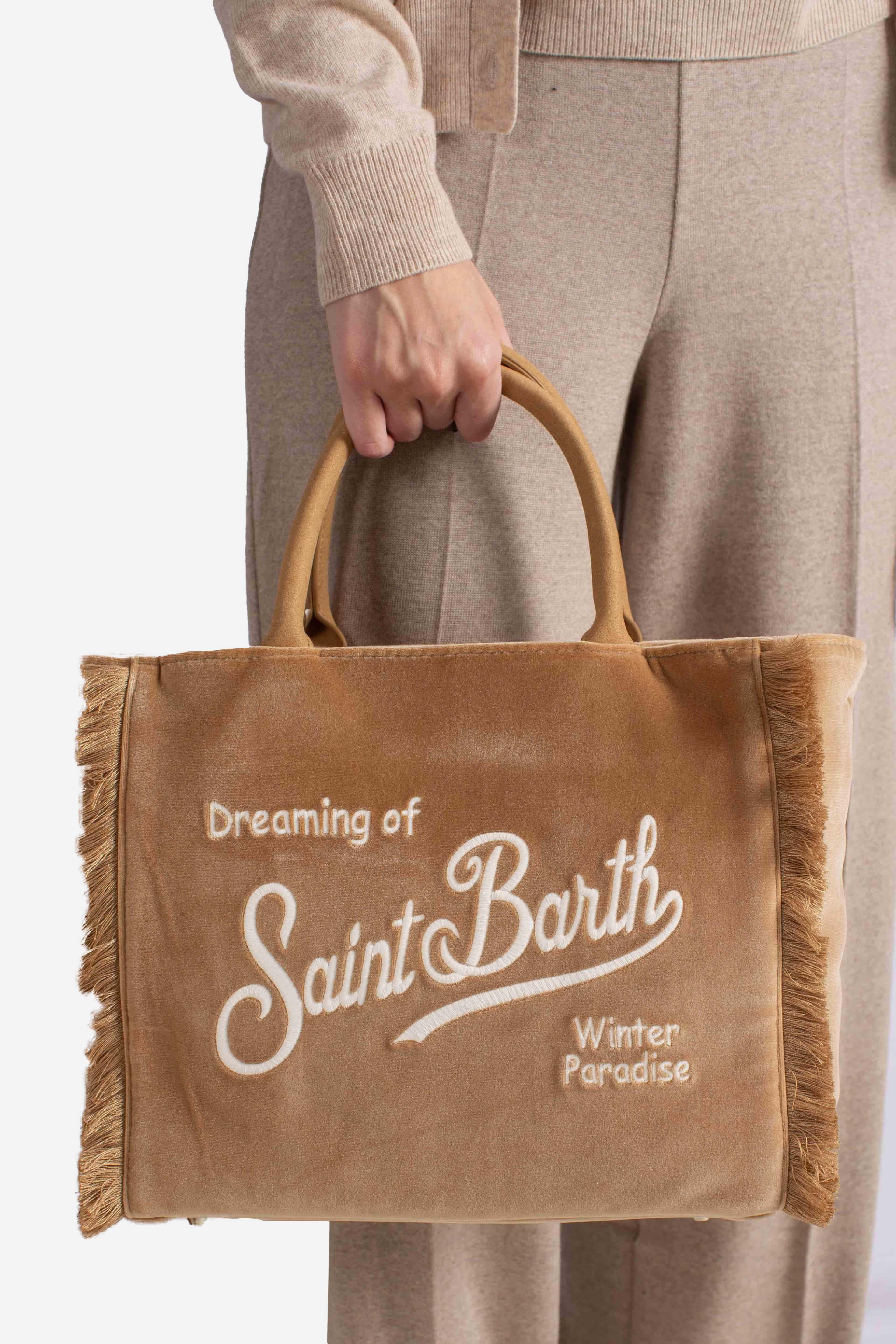 Borsa Colette velvet Dreaming of Saint Barth Winter Paradise beige COL003800296I MC2 SAINT BARTH