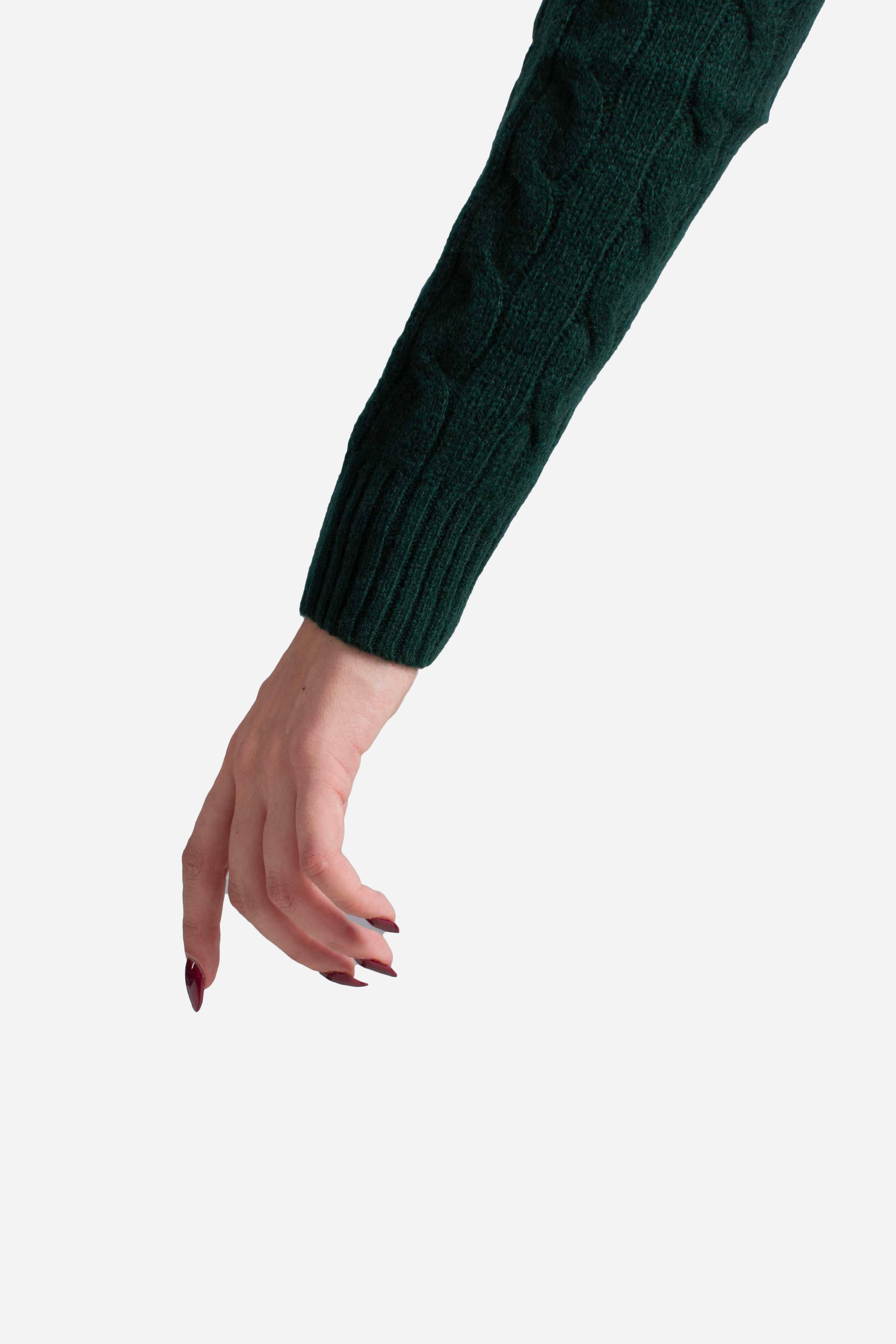 Girocollo in lana e cashmere a trecce green 211971865009 POLO RALPH LAUREN
