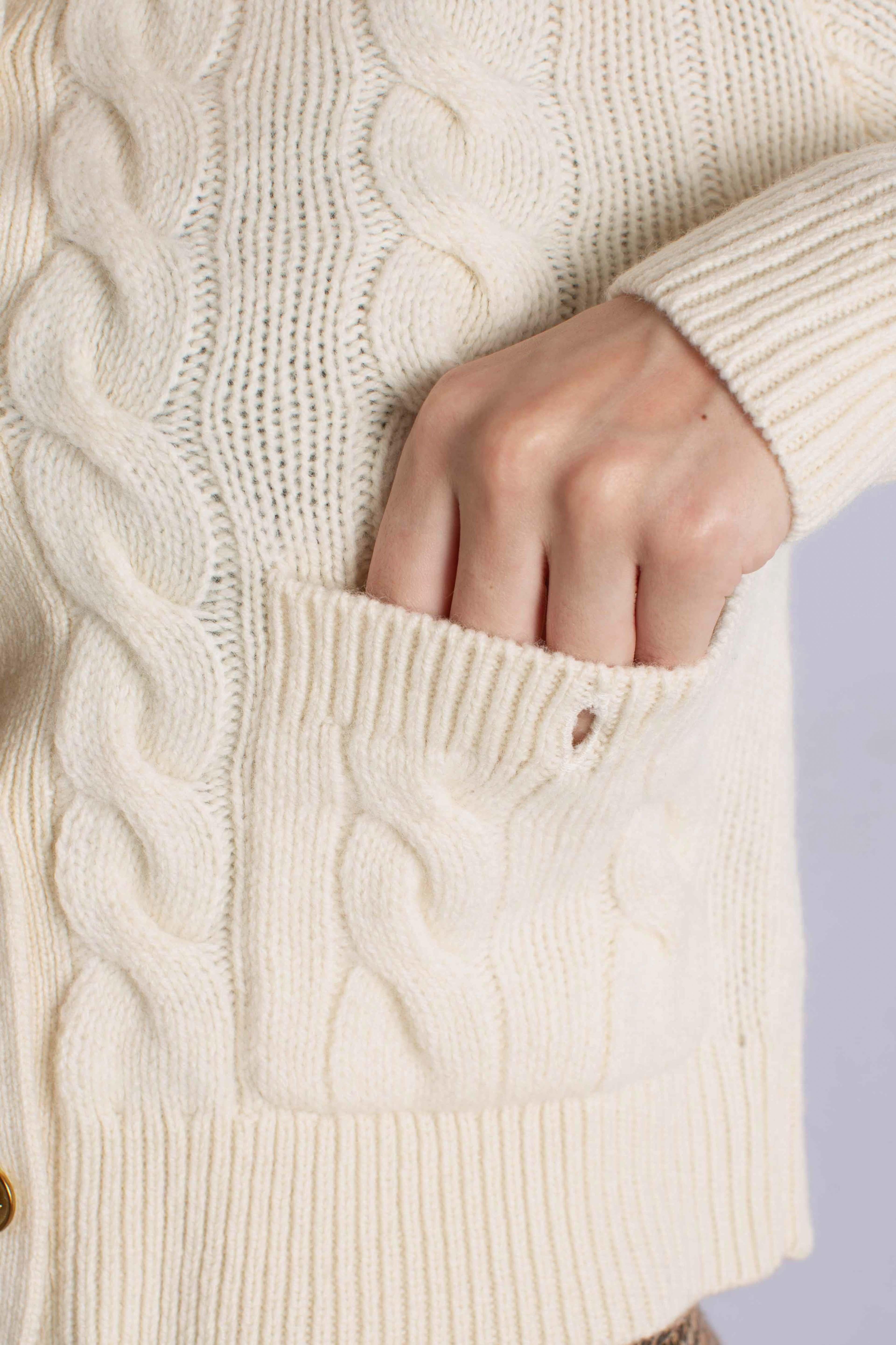 Cardigan in lana e cashmere white 211978312500 POLO RALPH LAUREN