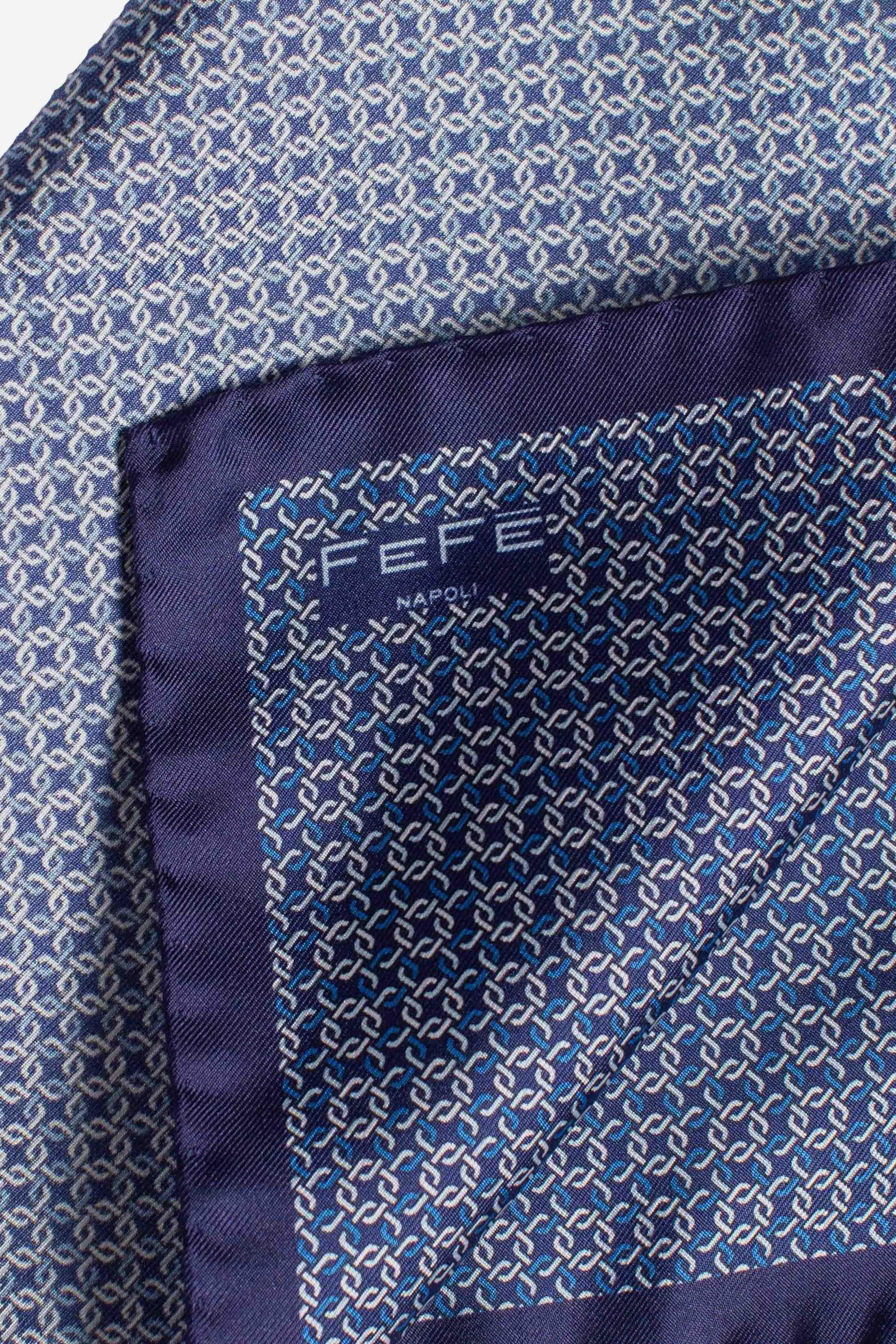 Pochette in seta stampa dandy rombi blu IJ44742009 FEFE'