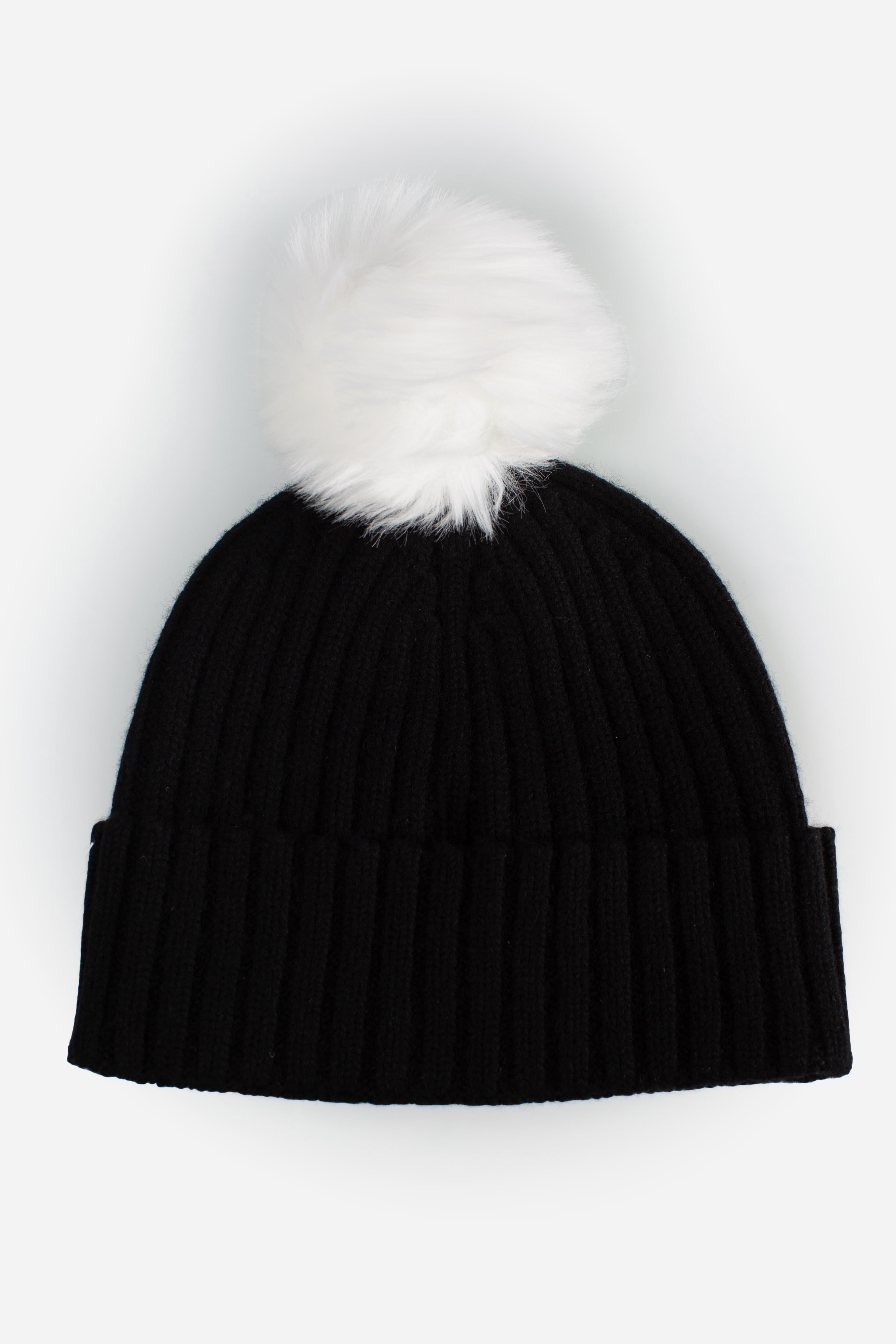 Cuffia Donna Nera con Pompon Bianco e Logo Argento WENG00603138I MC2 SAINT BARTH