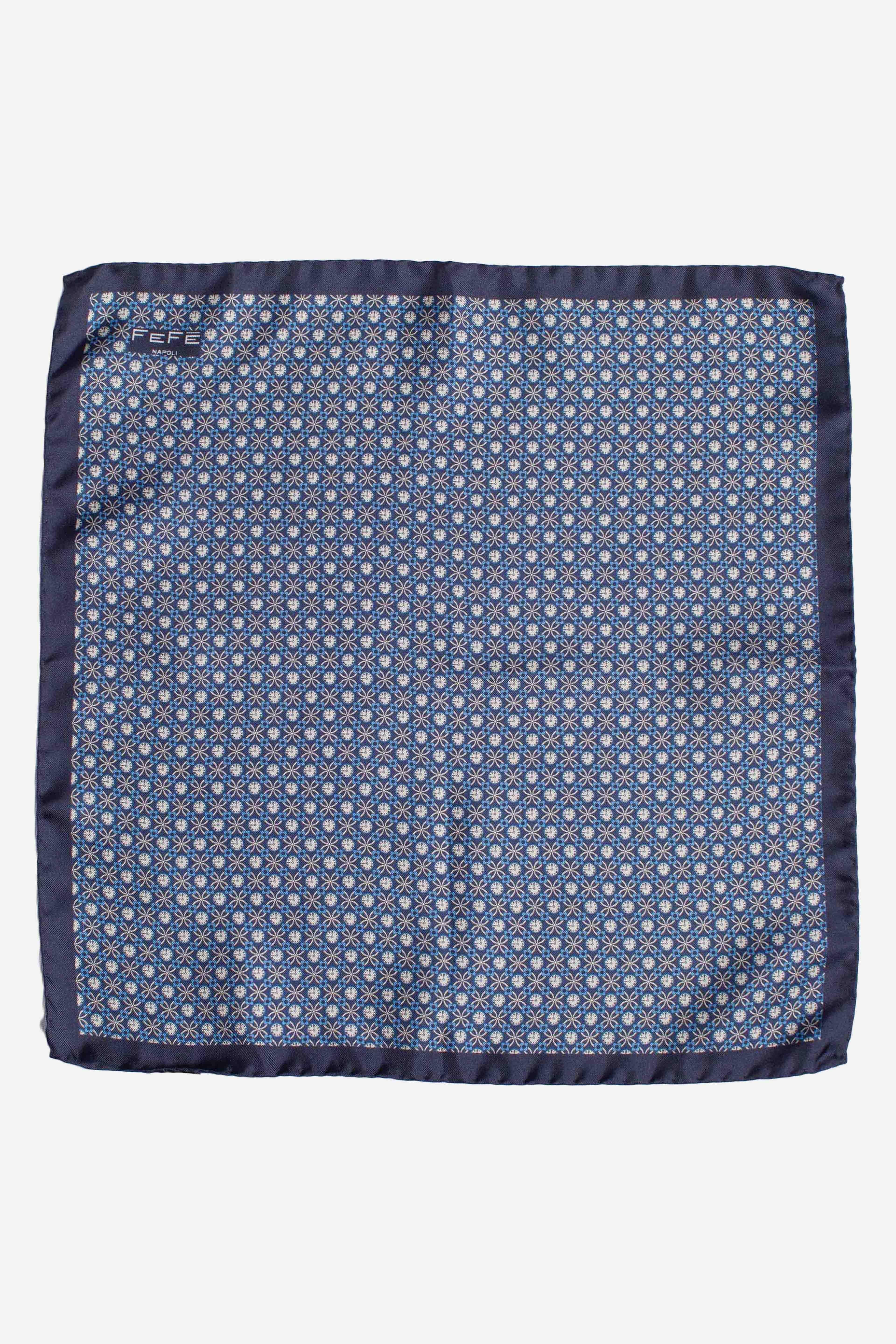 Pochette in seta stampa dandy orologi blu IJ48081 FEFE'