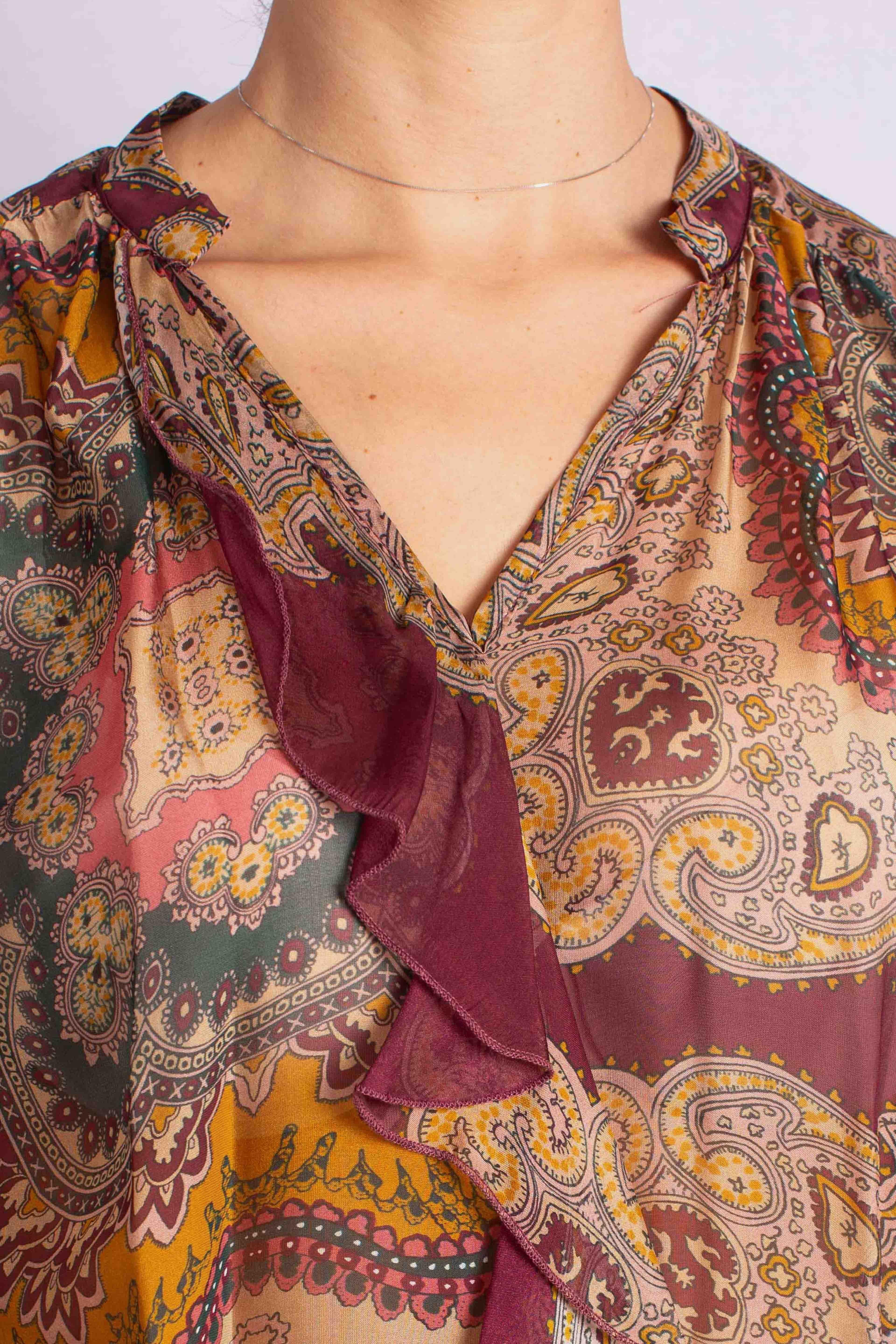 Camicia in Viscosa e Seta con Stampa Paisley C207Y015A3998 DIXIE