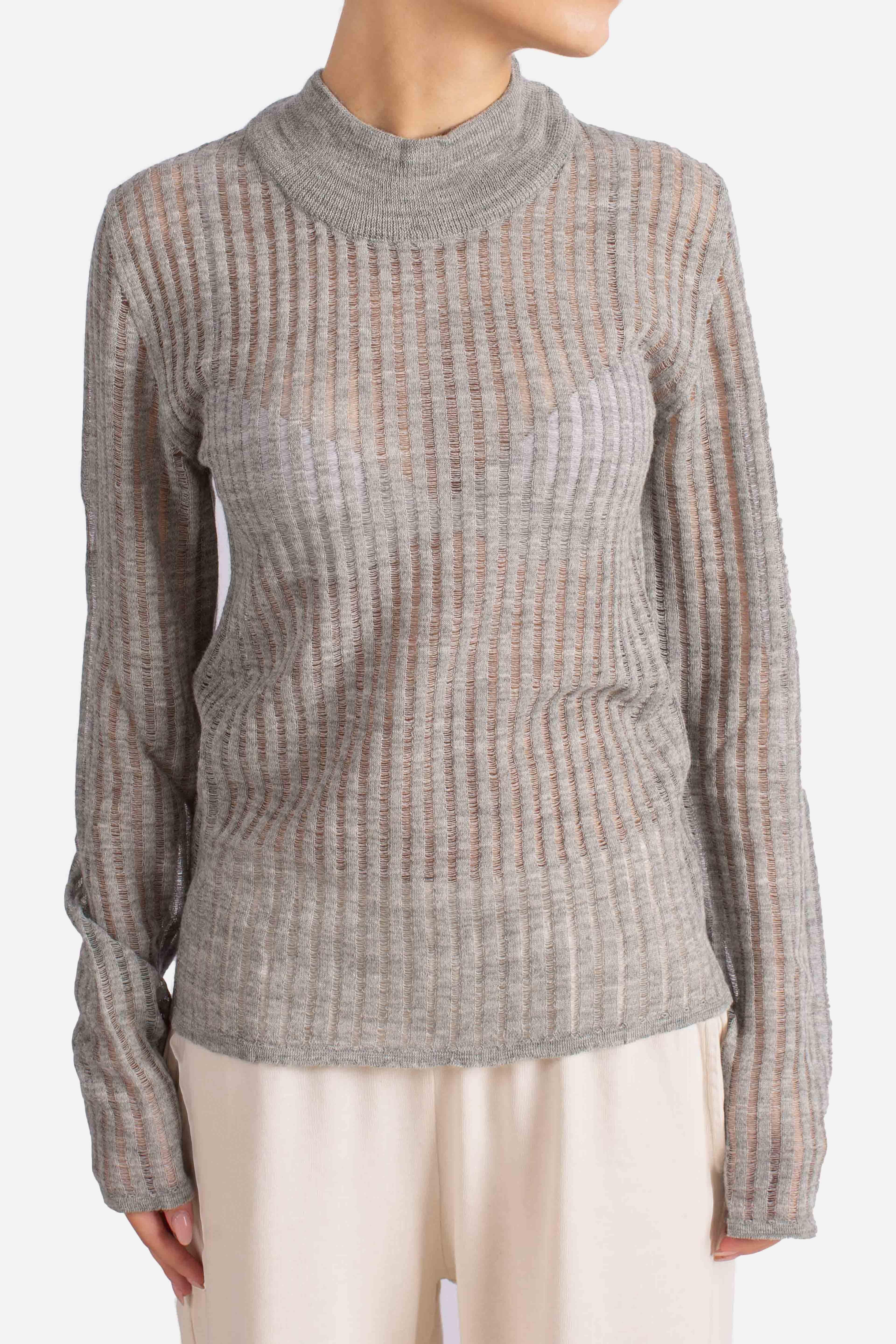 Maglia Donna a Coste Grigio Melange M504Y018A1930 DIXIE