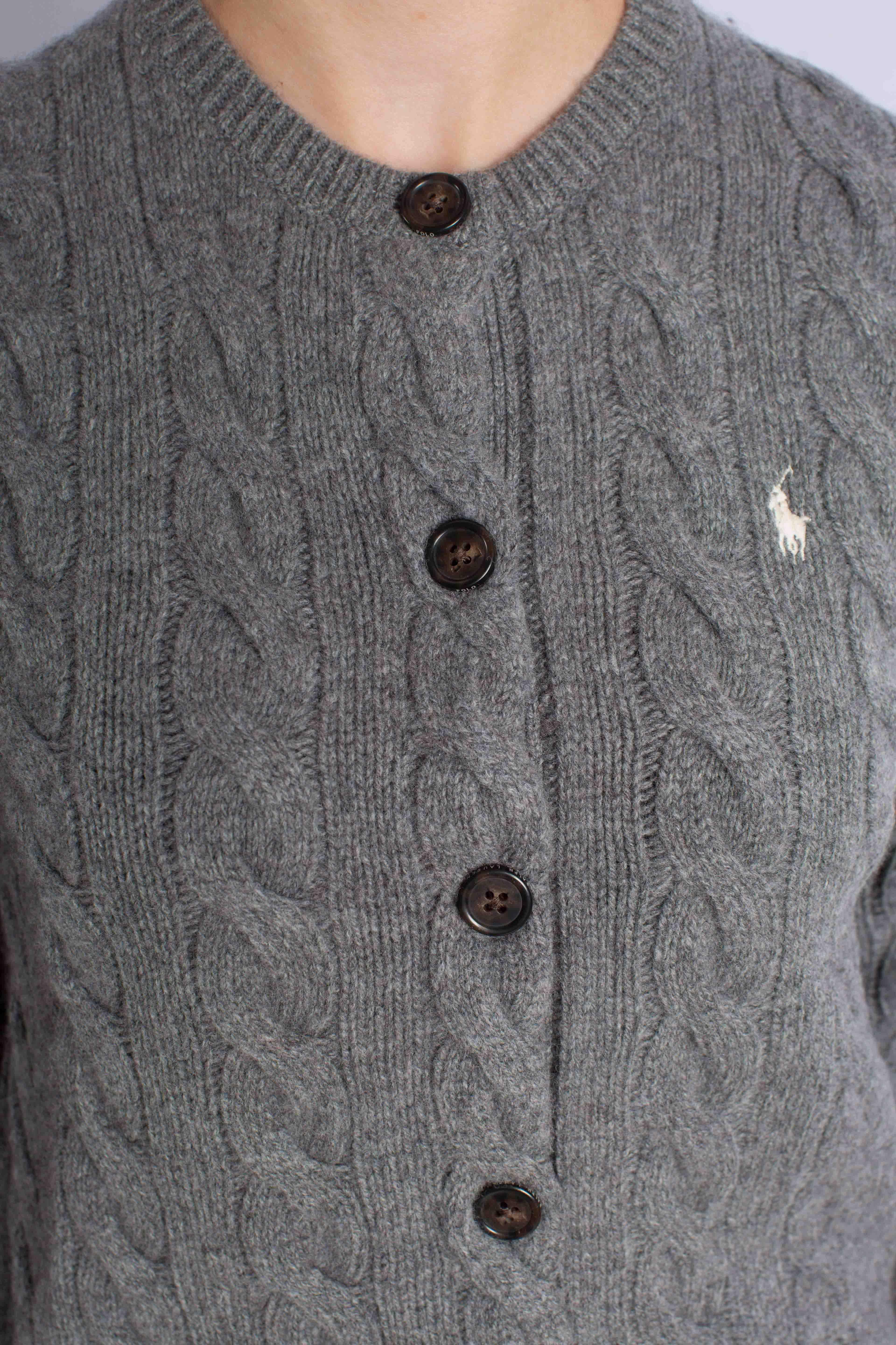 Cardigan a trecce in lana e cashmere grey 211972104500 POLO RALPH LAUREN