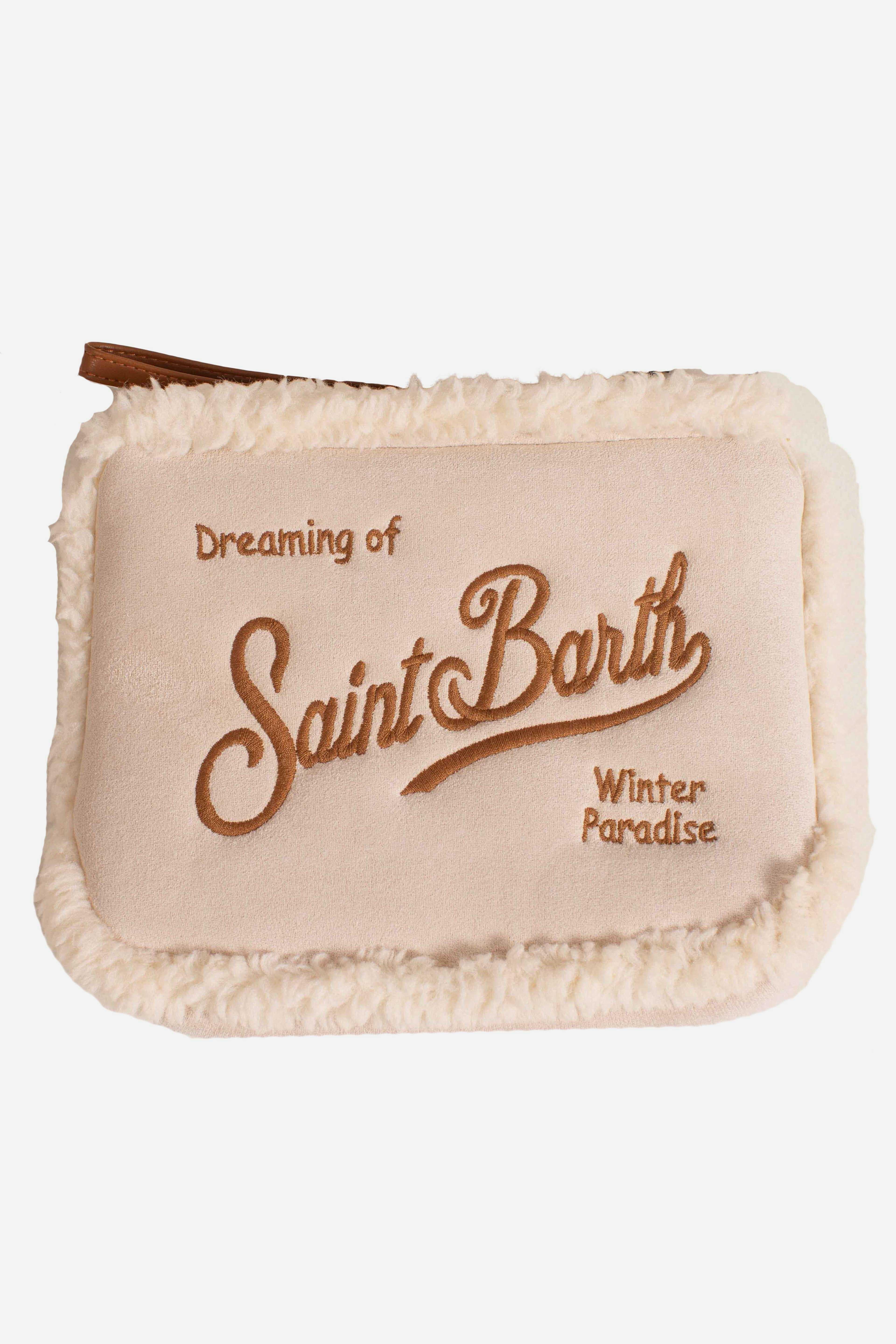 Pochette Aline "Dreaming of Saint Barth" panna con Dettagli in Shearling ALI003303504I MC2 SAINT BARTH