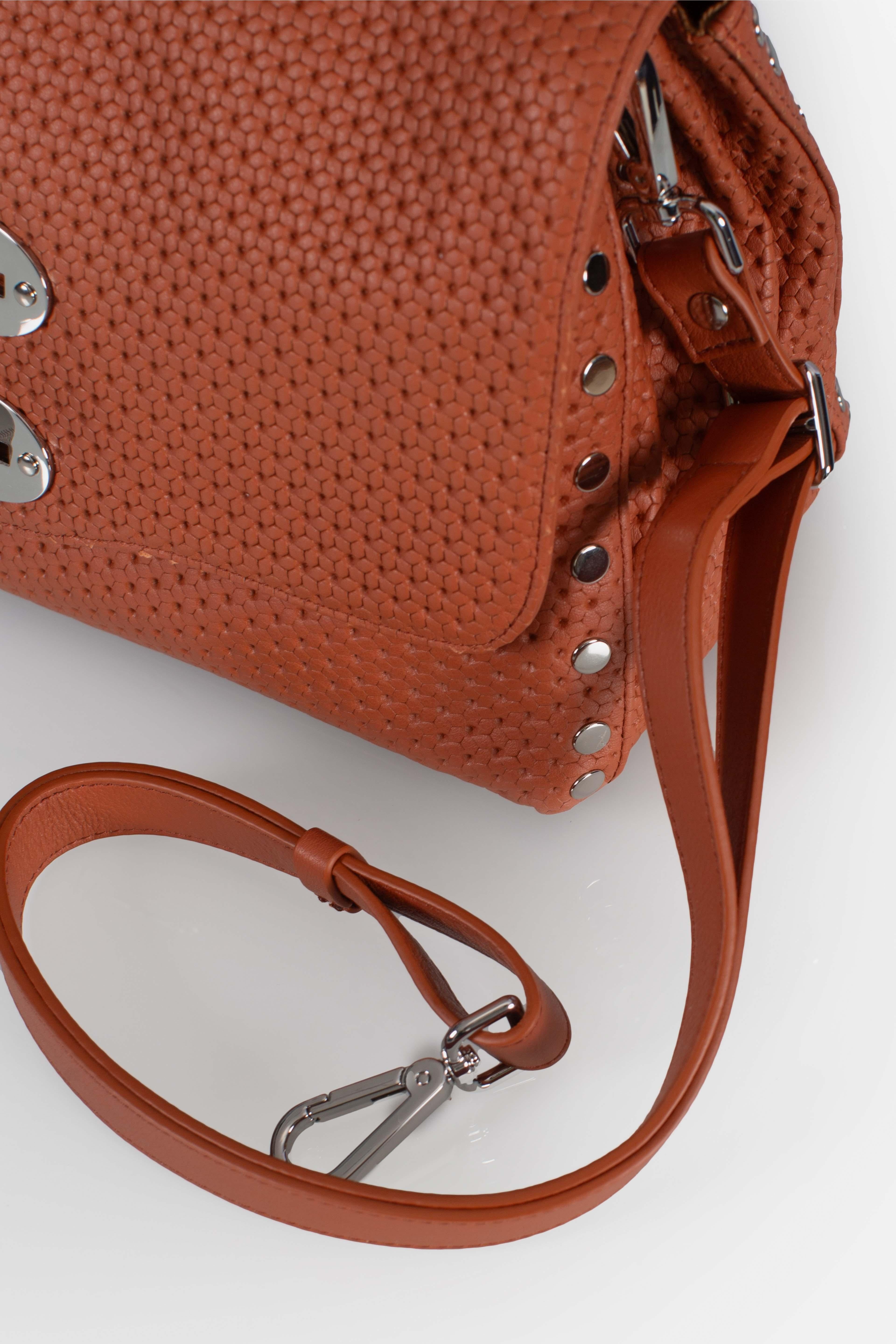 Borsa Postina S effetto intrecciato brown brandy 0680102190000SZ0203 ZANELLATO