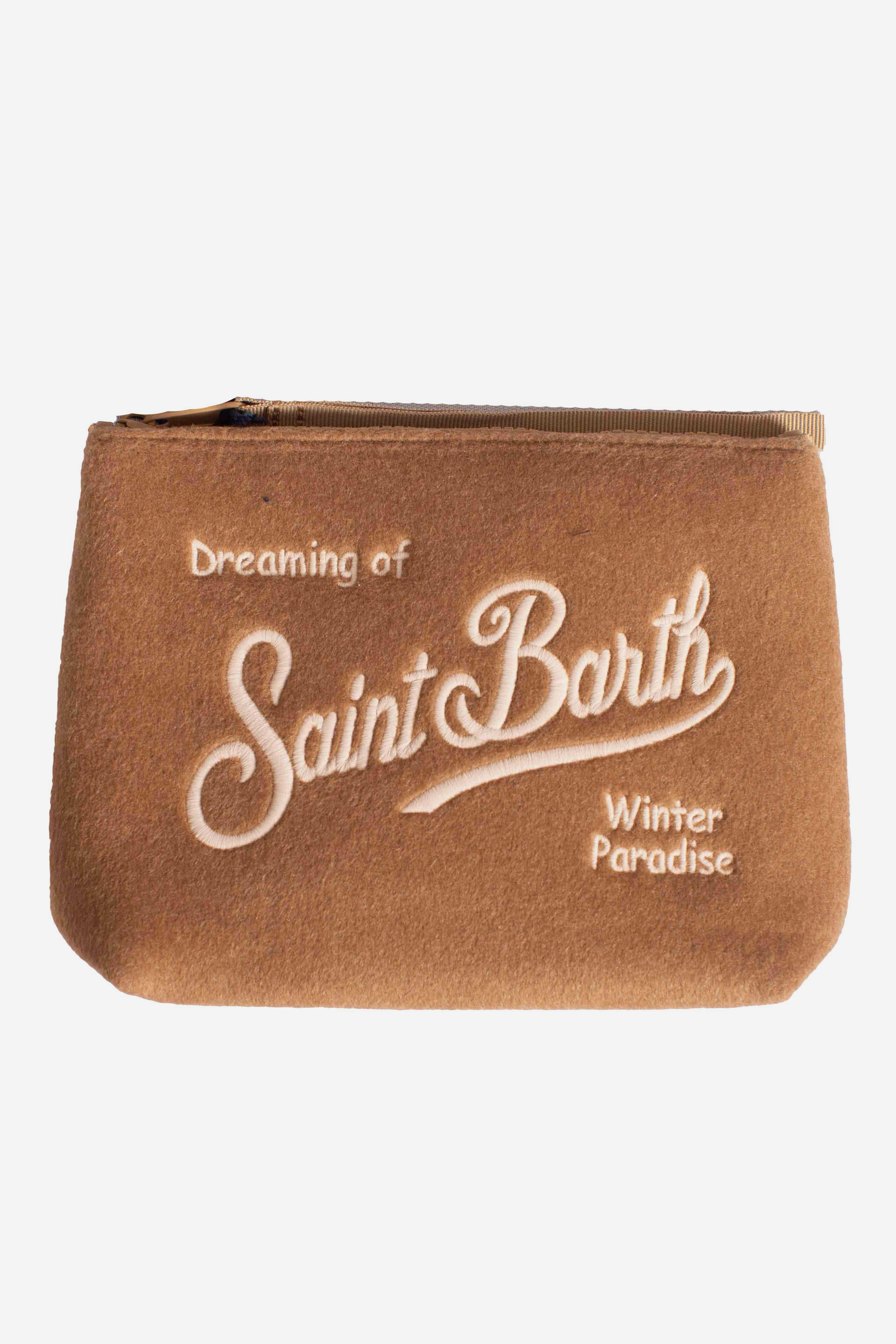 Pochette Aline in effetto Feltro nocciola - "Dreaming of Saint Barth Winter Paradise" ALI002800163I MC2 SAINT BARTH