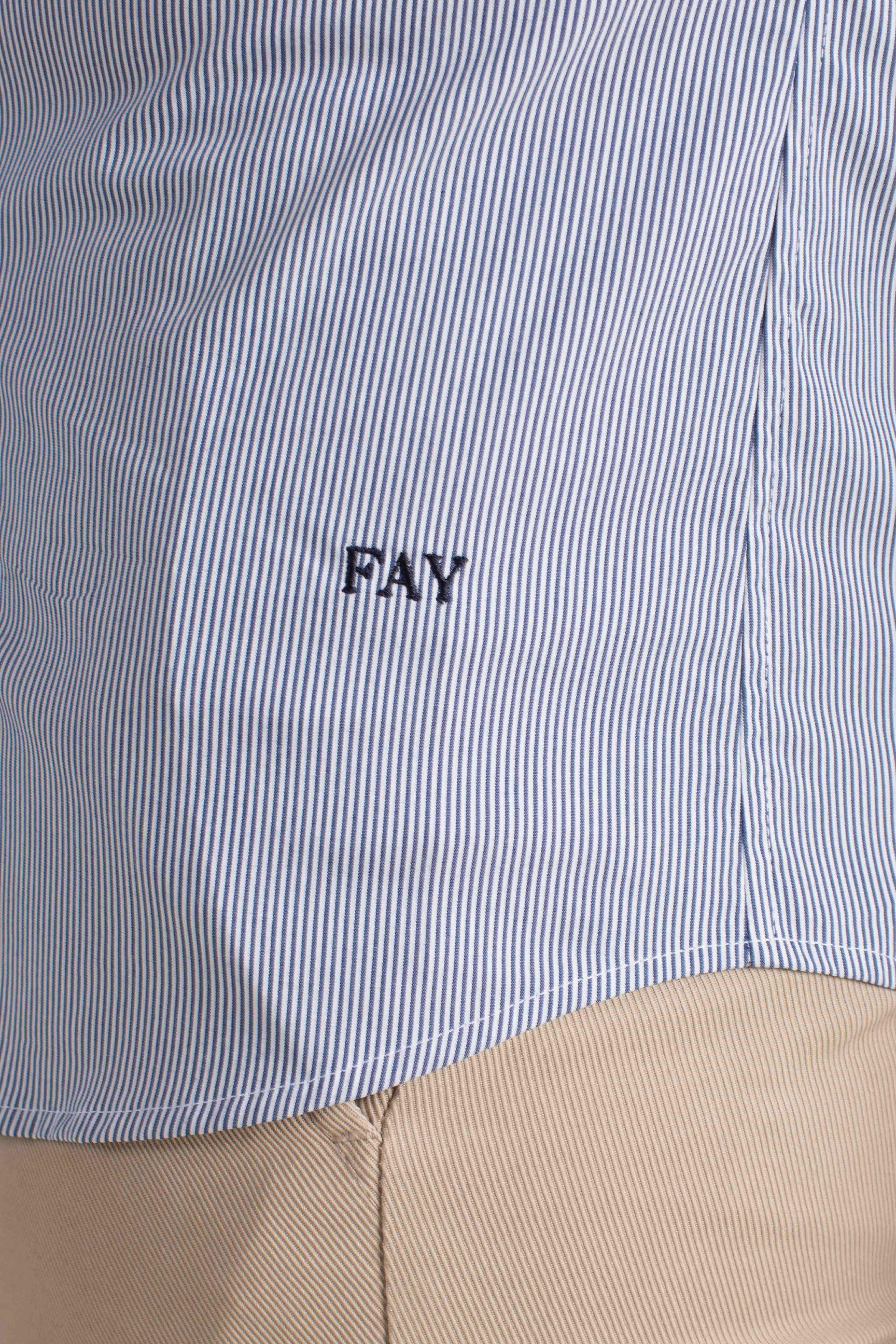 Camicia Uomo botton down Stretch Microfantasia bianco blu NCMA150258SXAIU806 FAY