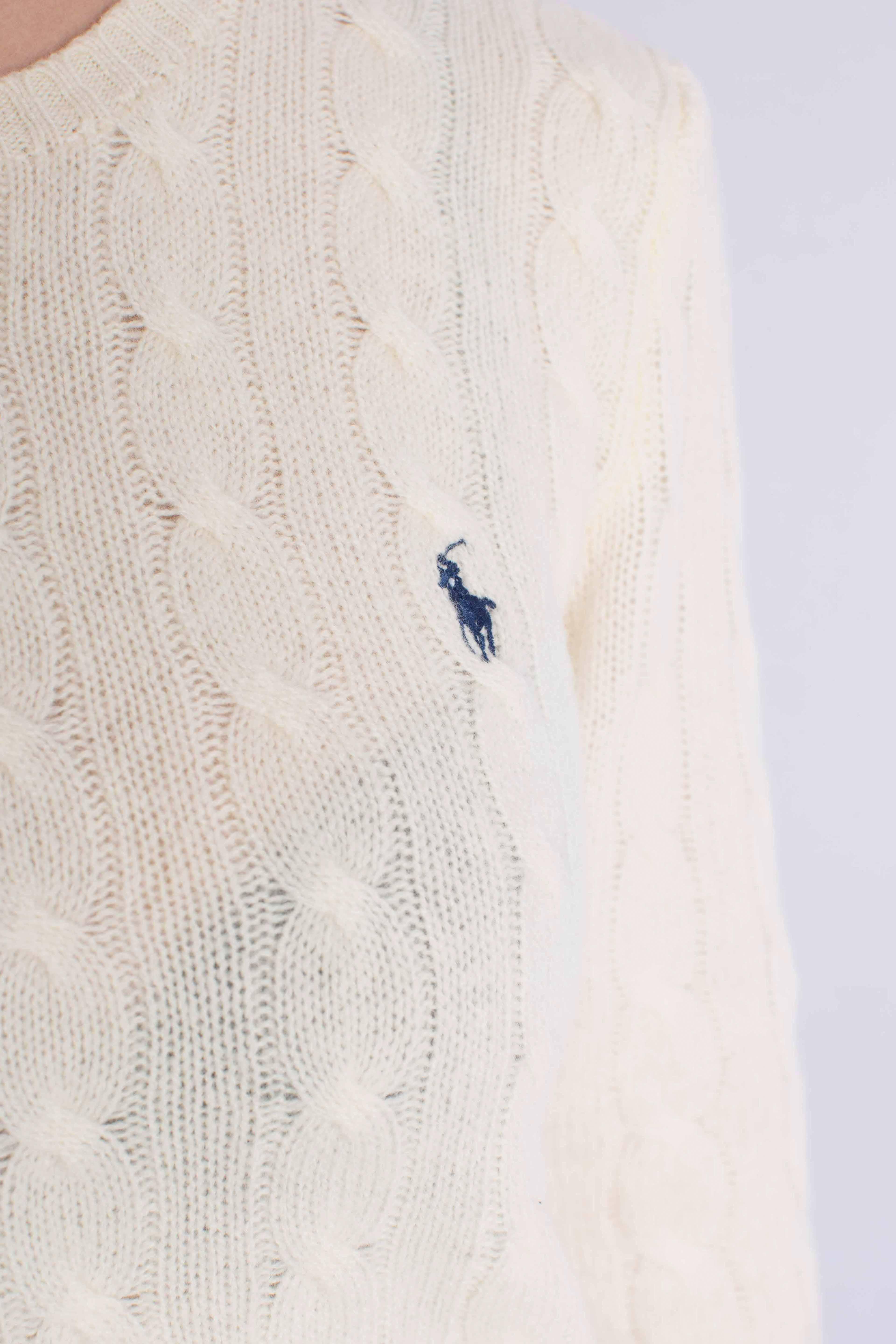 Girocollo in lana e cashmere a trecce white 211971865001 POLO RALPH LAUREN