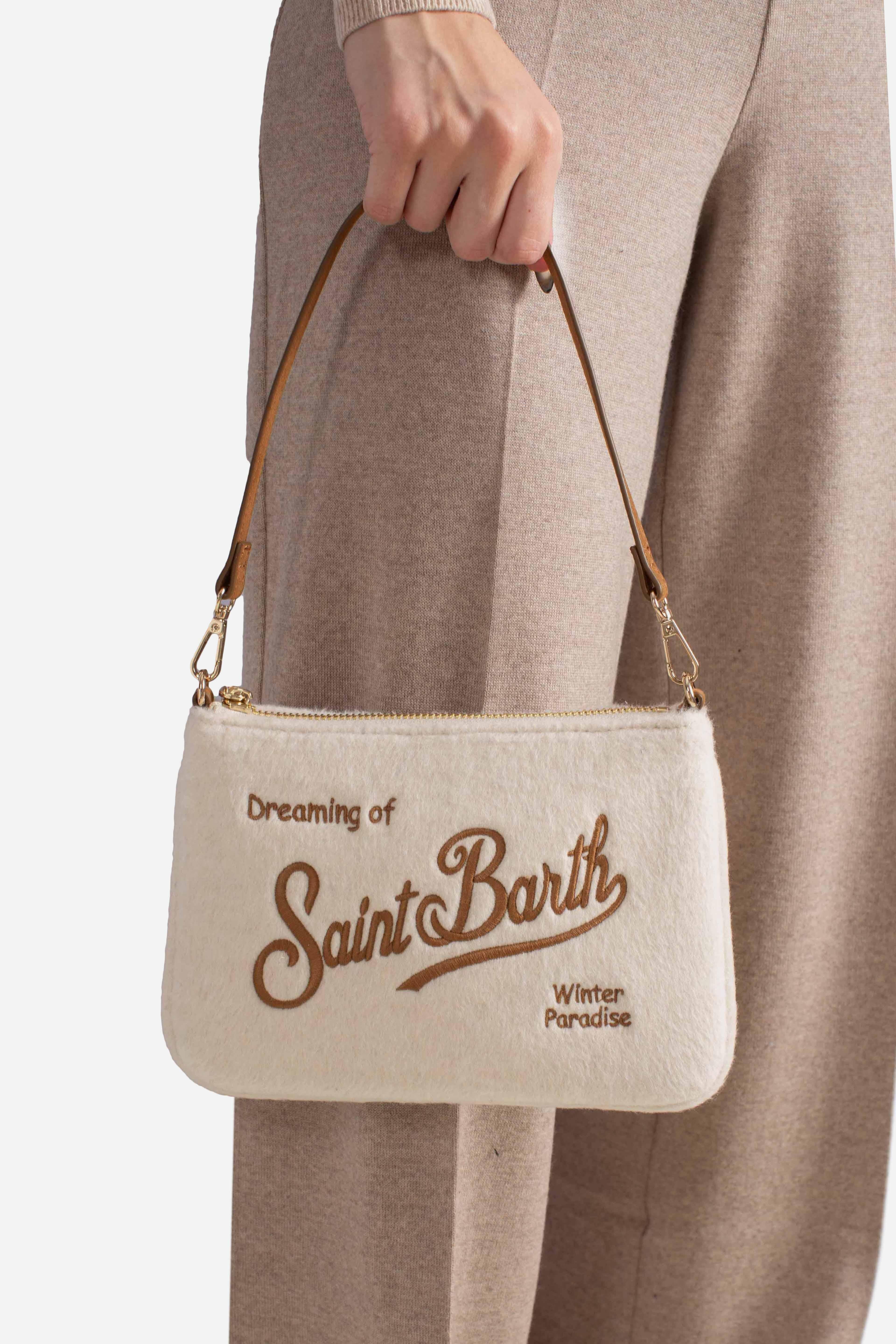 Pouch white Mini Parisienne con ricamo Saint Barth PARM00300301I MC2 SAINT BARTH