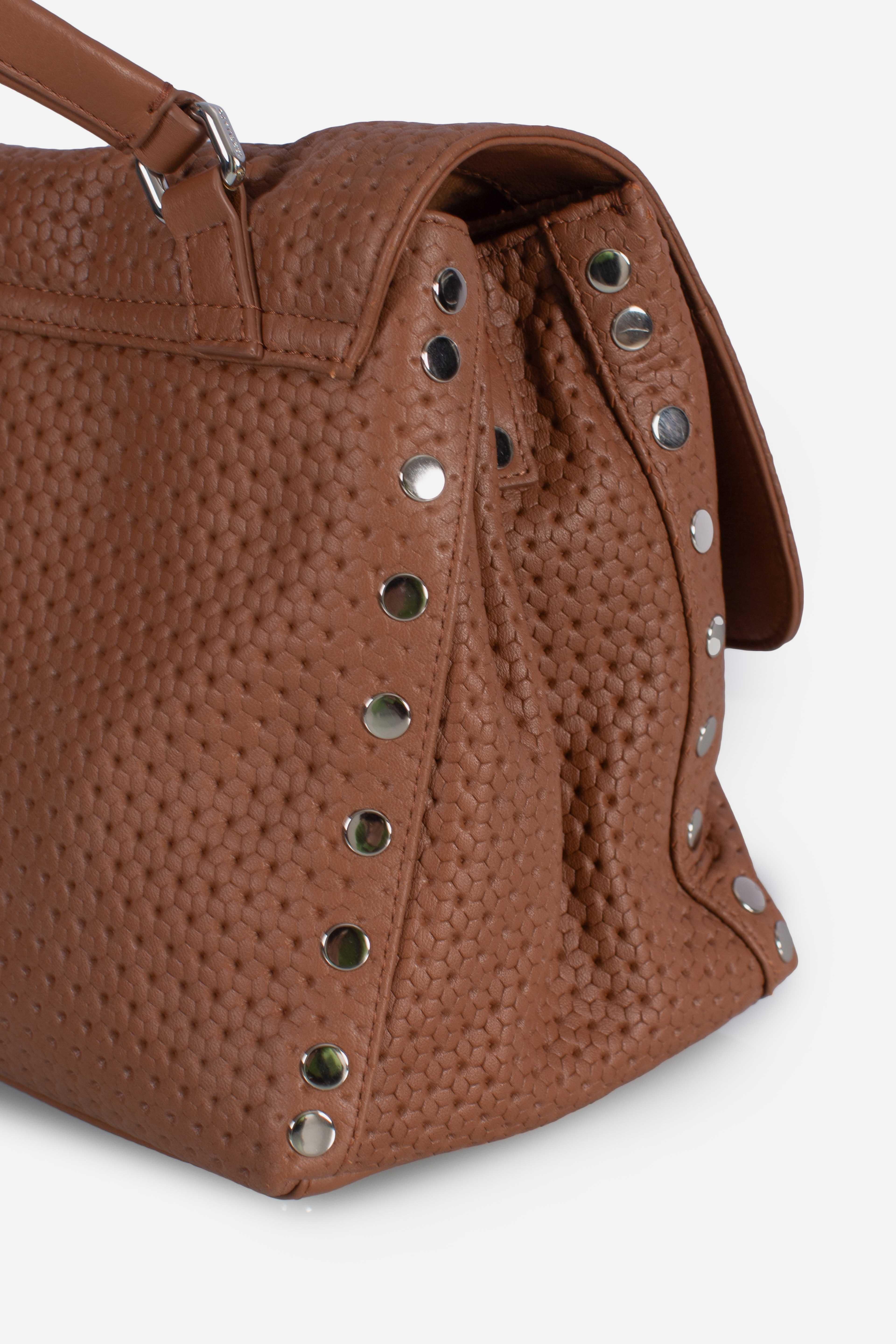 Borsa Postina S effetto intrecciato brown lion 0680102190000SZ0204 ZANELLATO