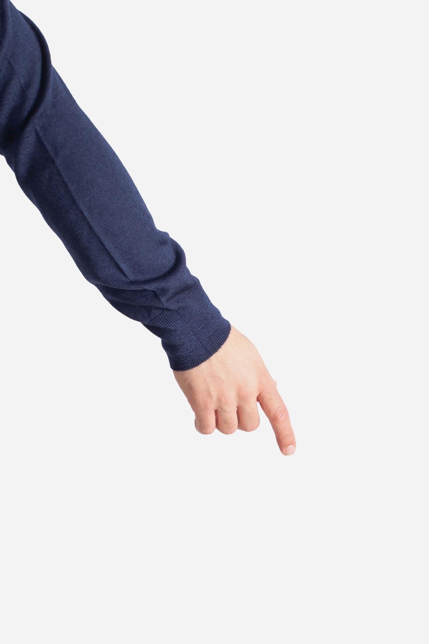 Maglia Girocollo in Lana Merino Extrafine blu avio 5516722792905 GRAN SASSO