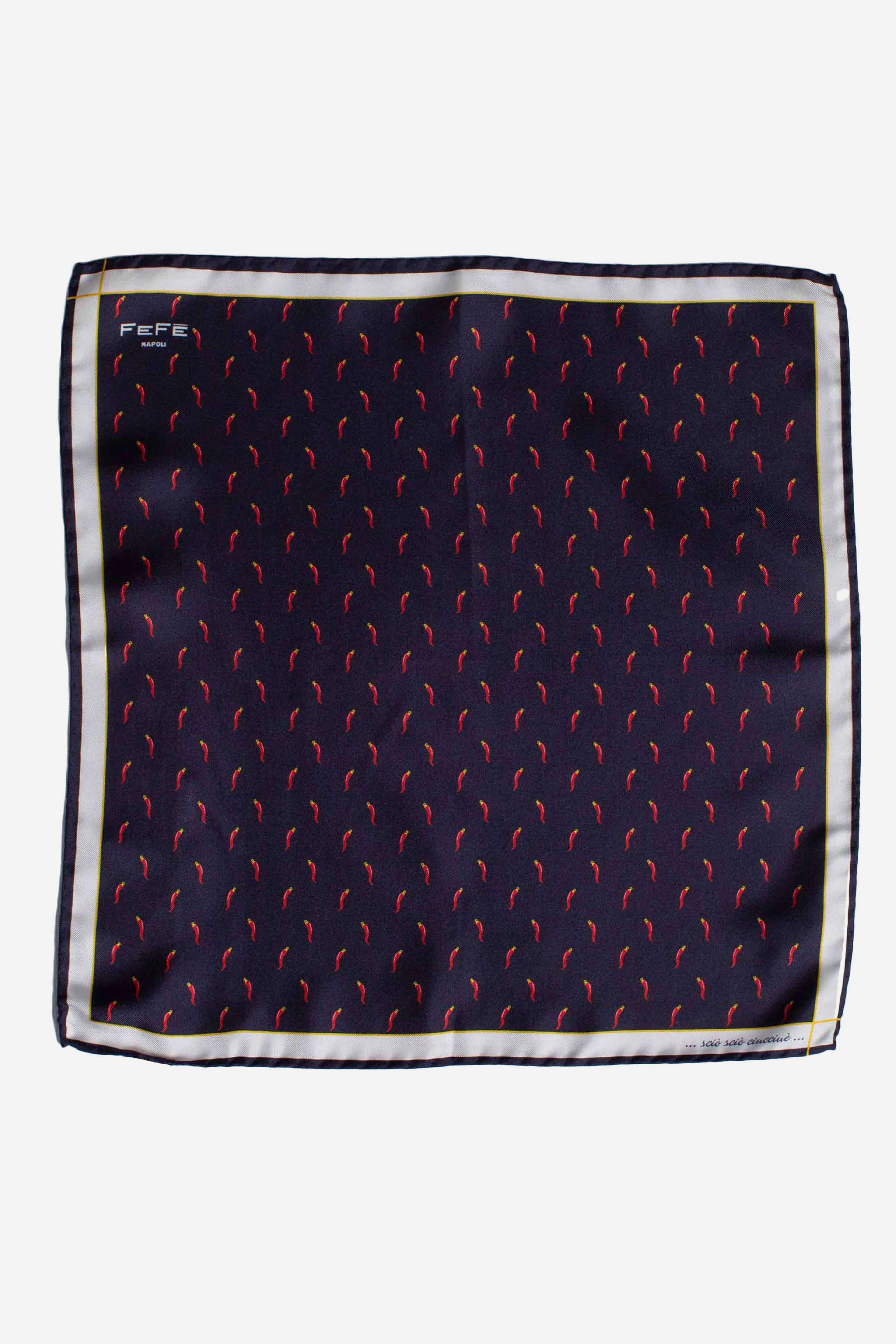 Pochette in seta stampa dandy cornetti blu rosso CORNET1 FEFE'