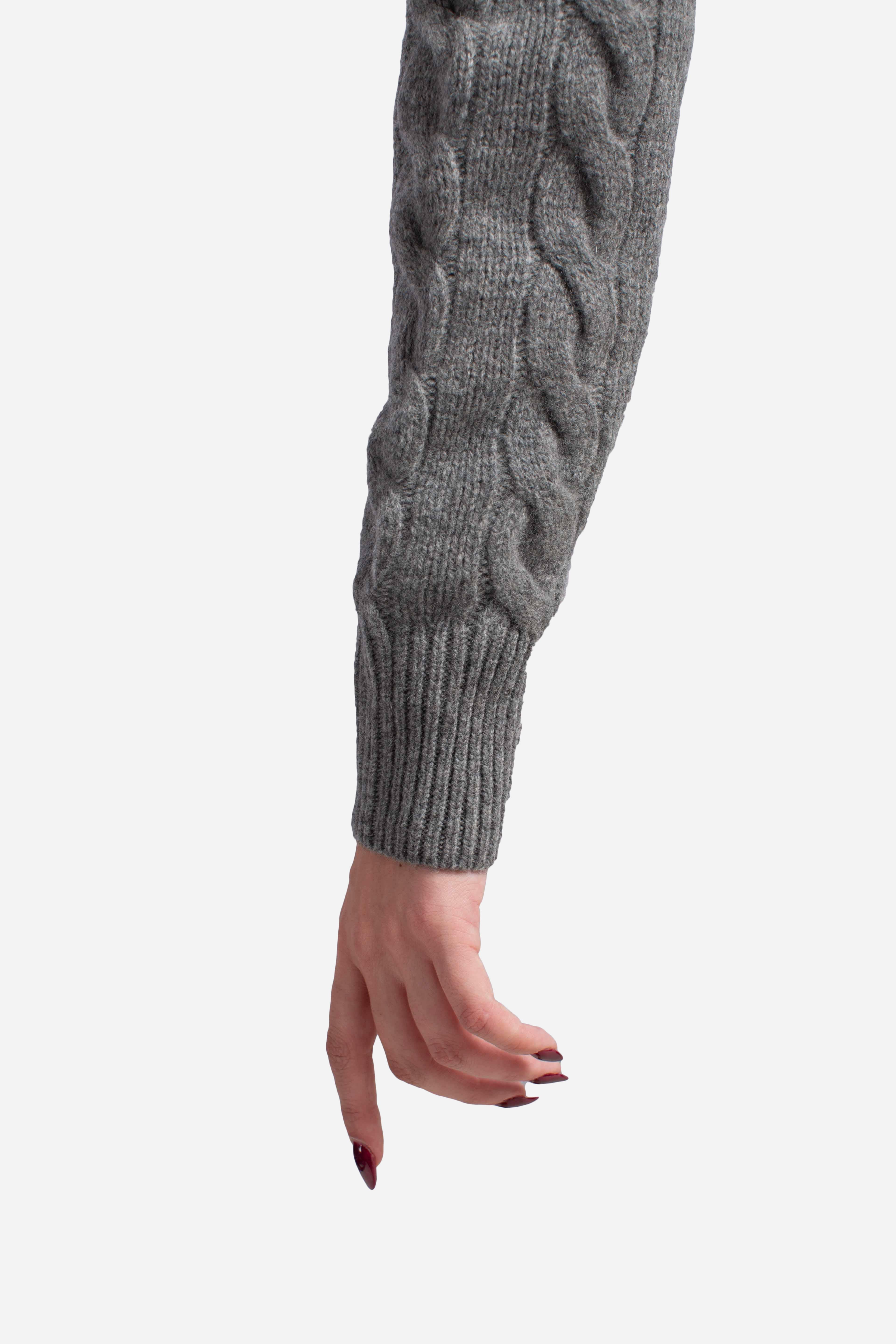 Cardigan a trecce in lana e cashmere grey 211972104500 POLO RALPH LAUREN