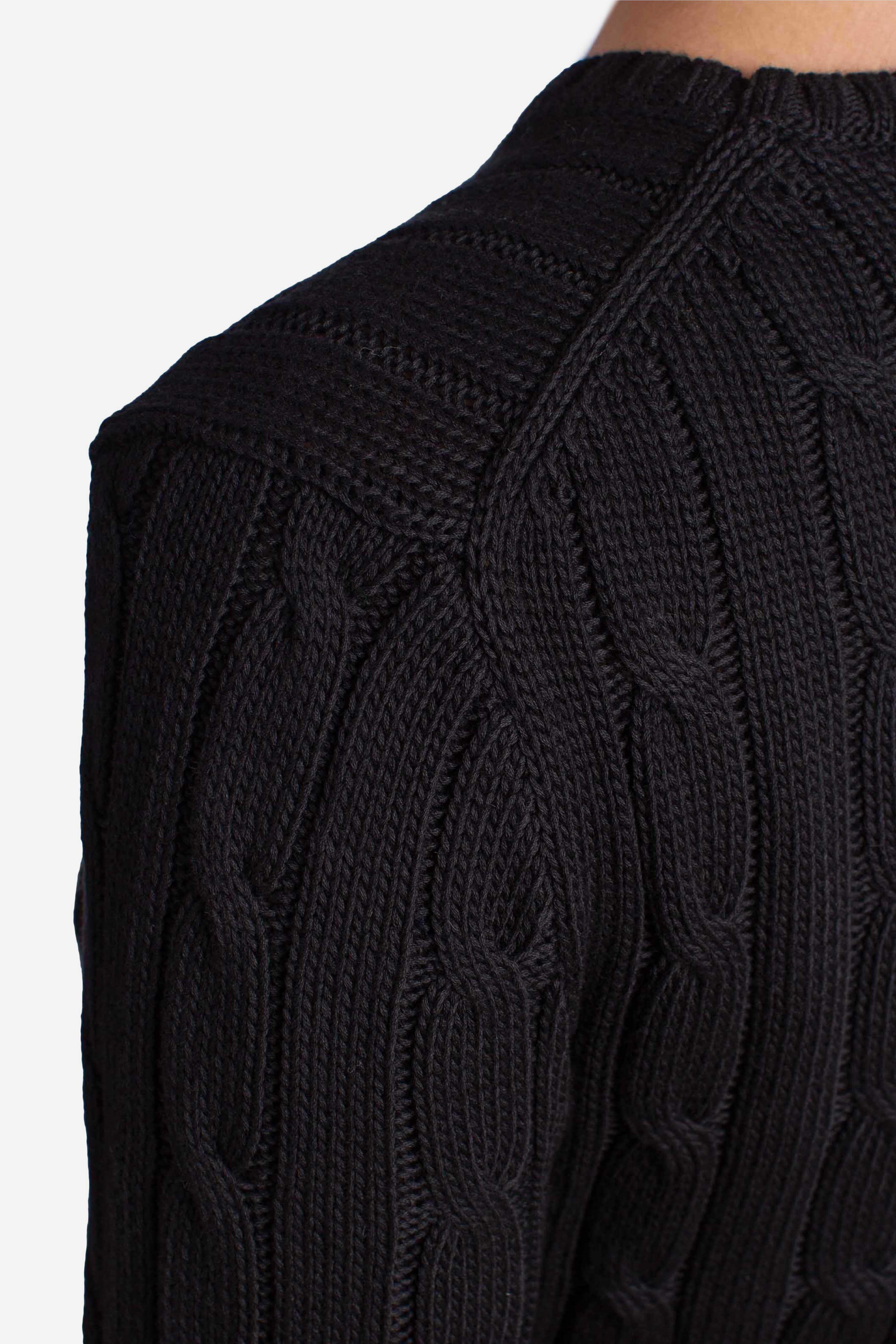 Maglia a girocollo in cotone a trecce black 211971869006 POLO RALPH LAUREN