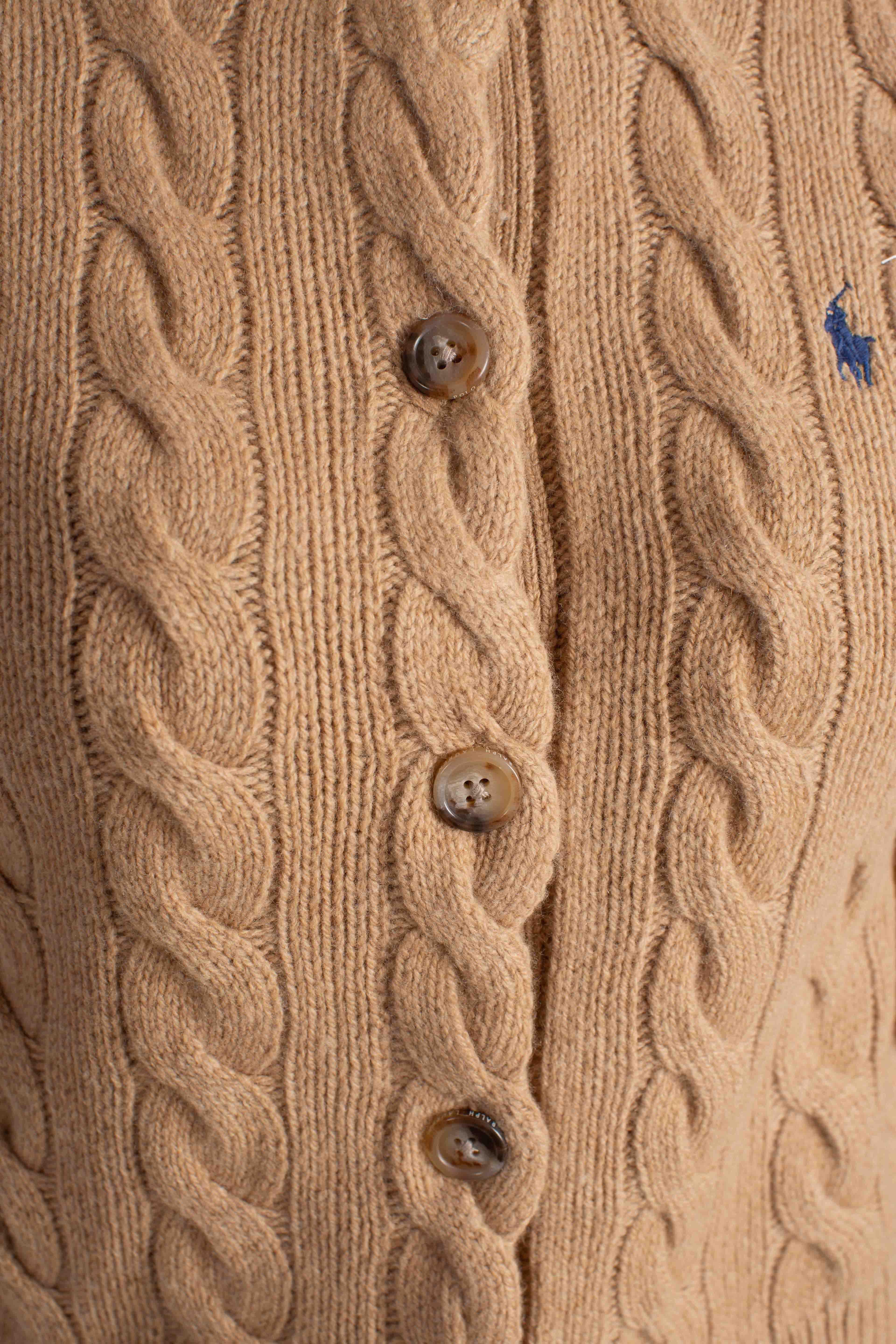 Cardigan a trecce in lana e cashmere camel 211972104001 POLO RALPH LAUREN