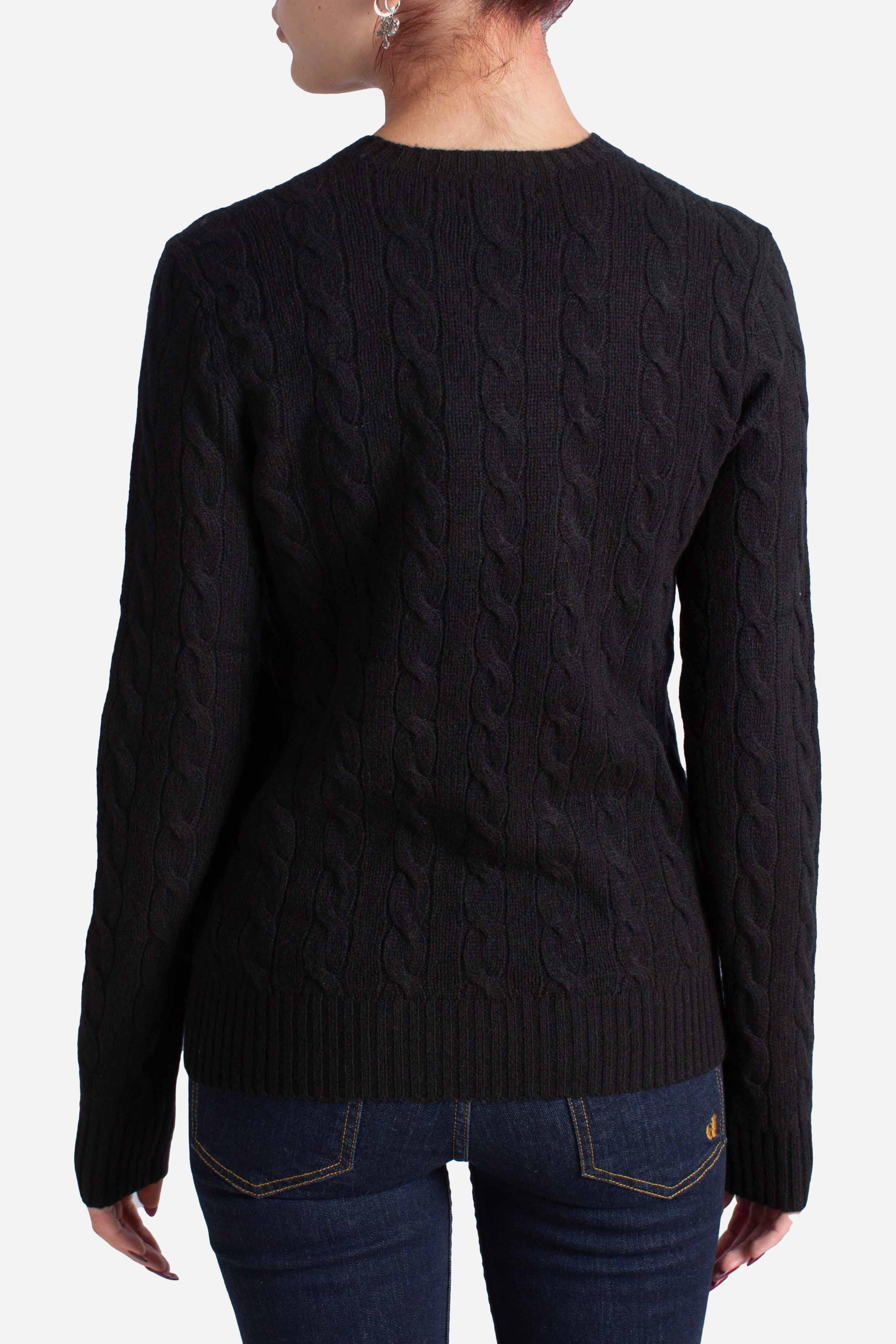 Girocollo in lana e cashmere a trecce black 211971865005 POLO RALPH LAUREN