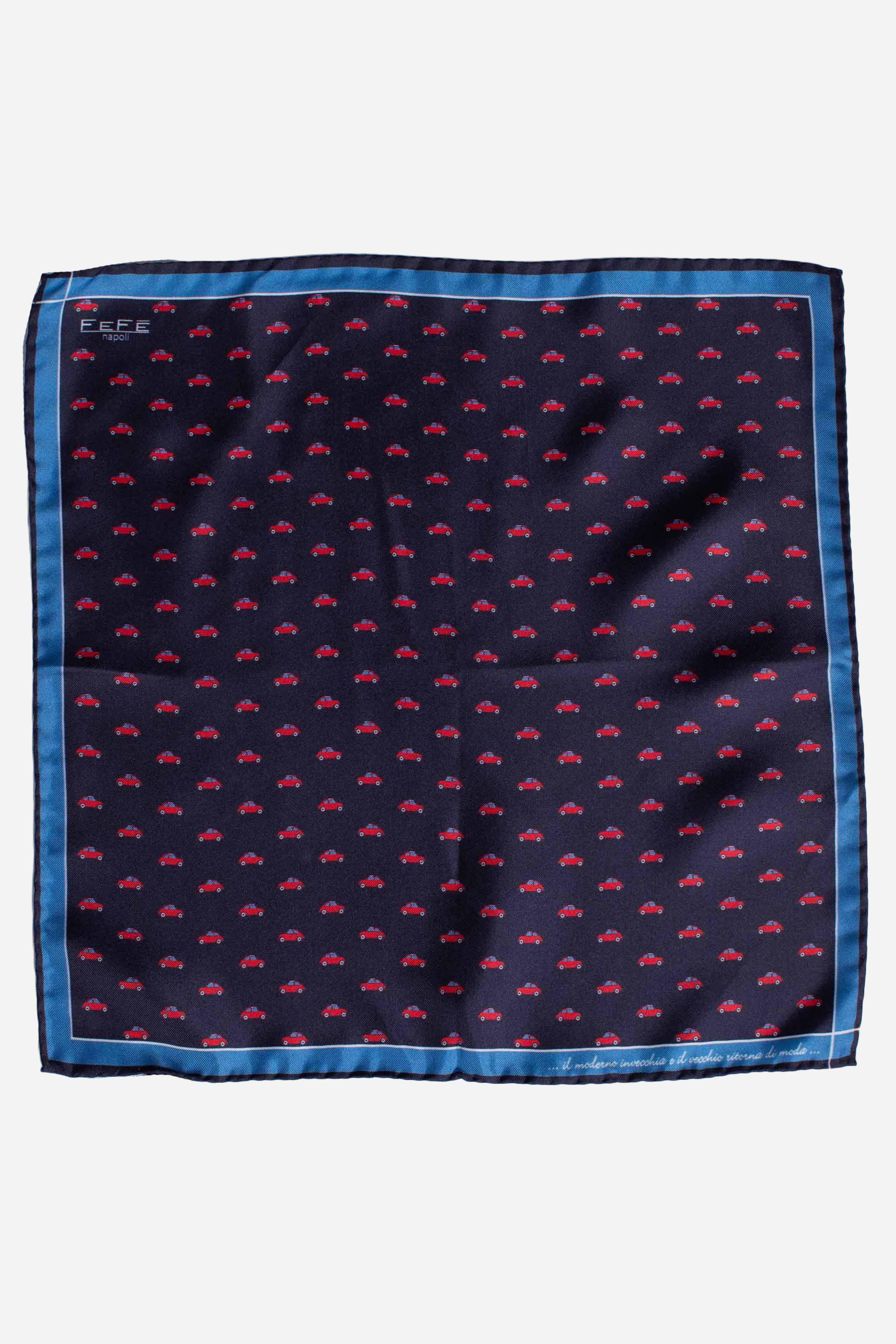 Pochette in seta stampa dandy 500 blu rosso A5001 FEFE'