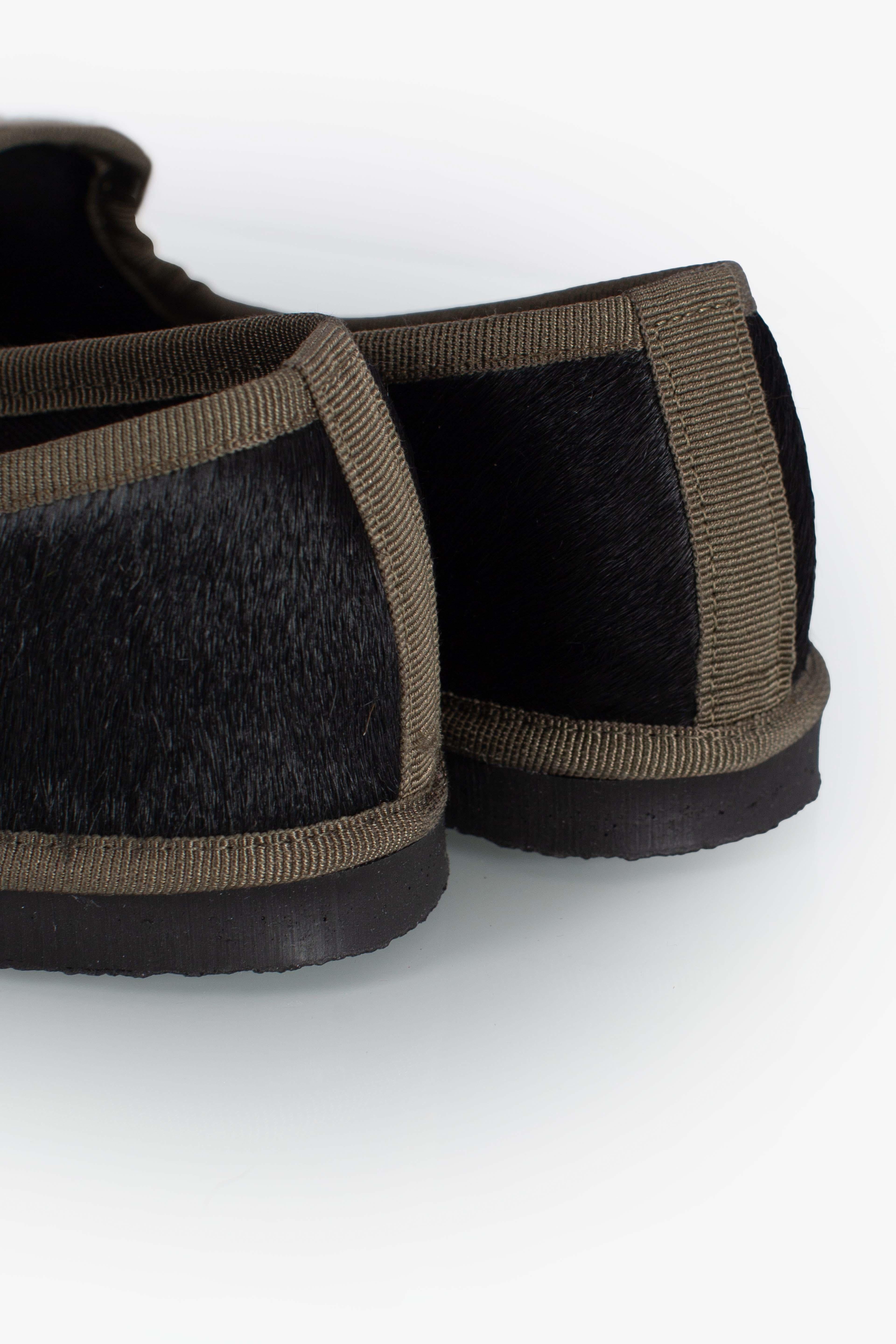Friulana Norahe in cavallino nero con nappine kaki PFNCAVALLINO NERO NORAHE'