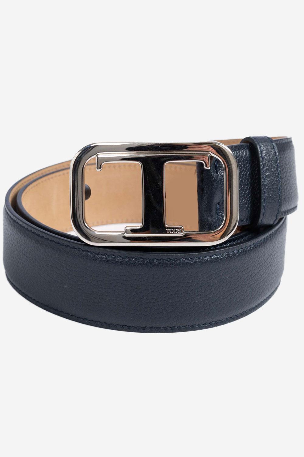 Cintura in pelle Tod's T Monogram in metallo Blu XCMCQR70100SUNU820 TOD'S