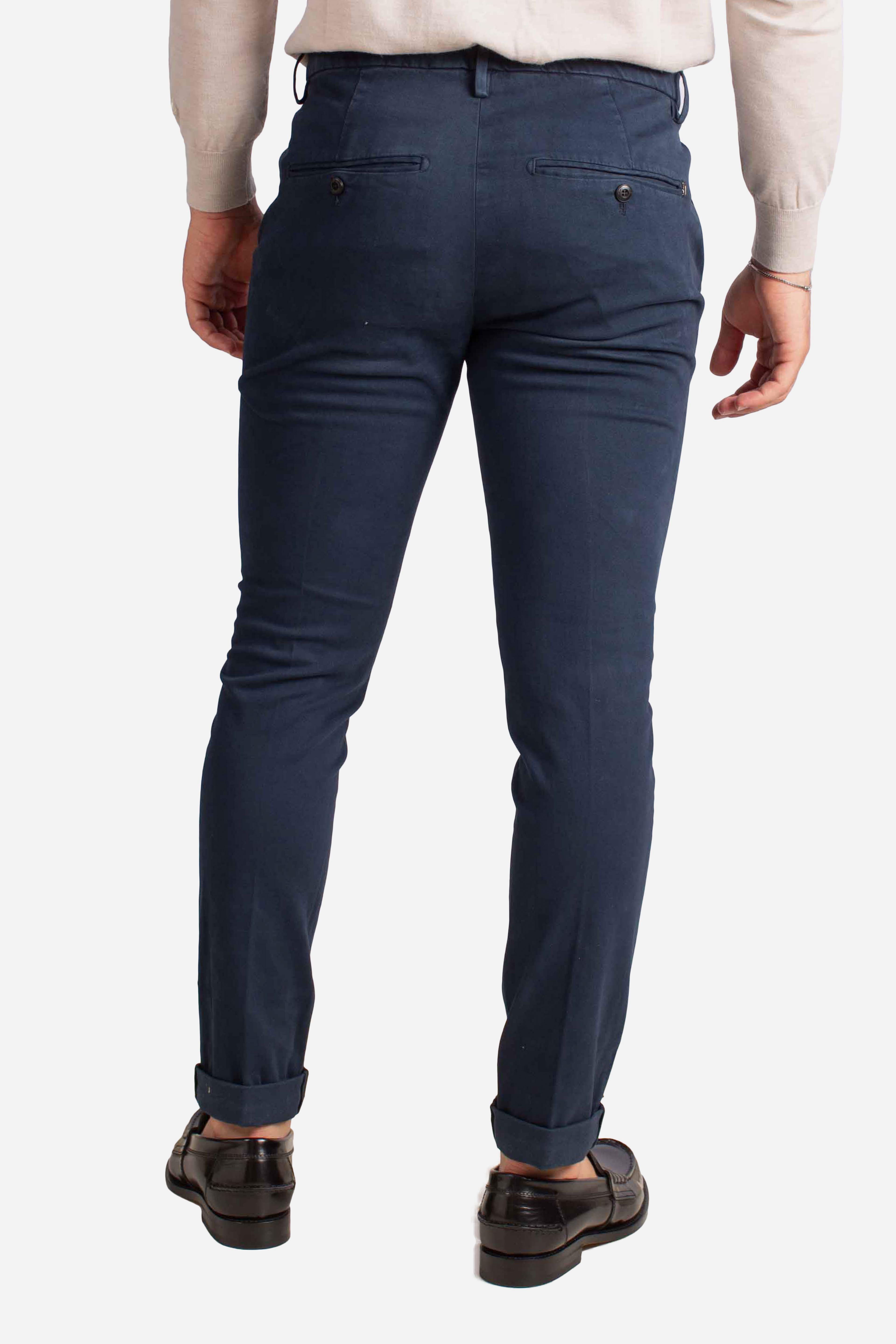 Pantaloni Slim Fit in Cotone Stretch blu UP235RSE032U890 DONDUP