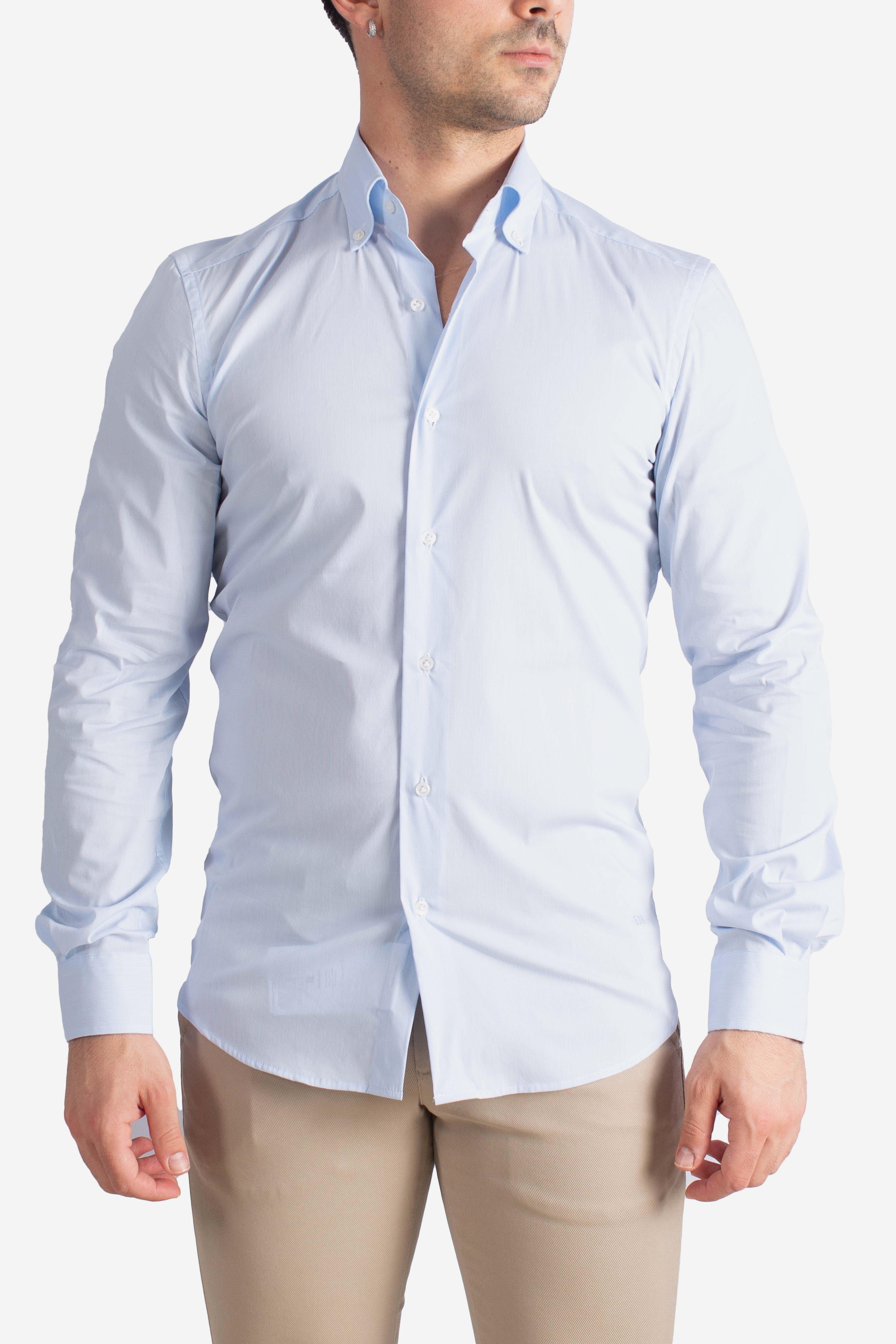 Camicia Uomo Azzurra Stretch Microfantasia NCMA150258SXAFU601 FAY